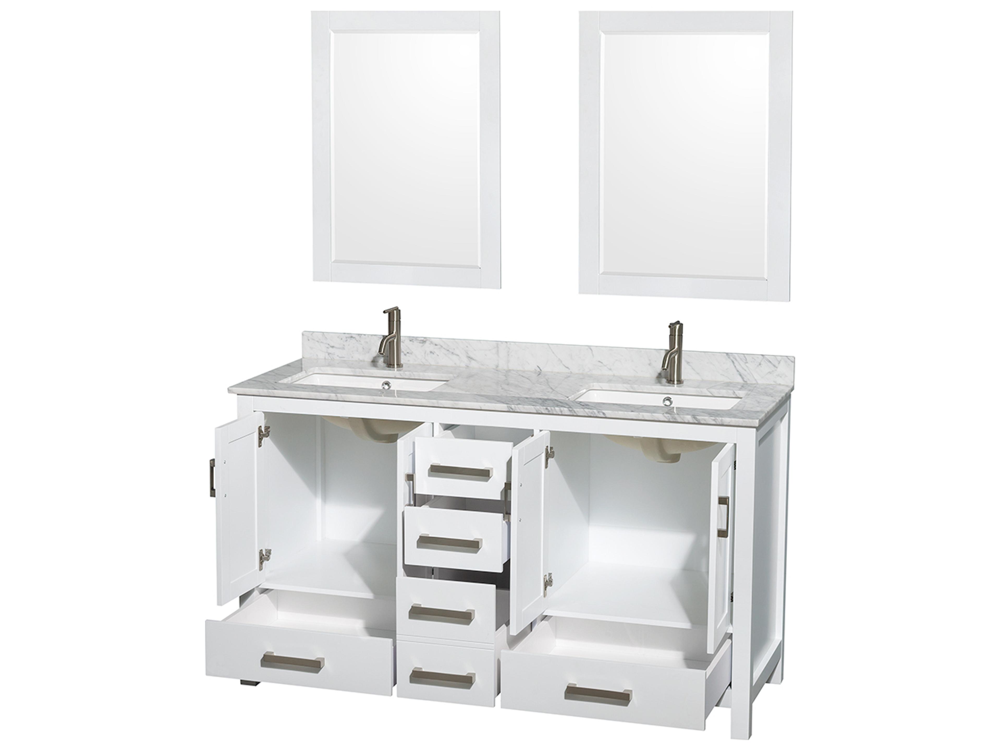 Wyndham Collection Sheffield 60" White Vanity with 24" Mirror