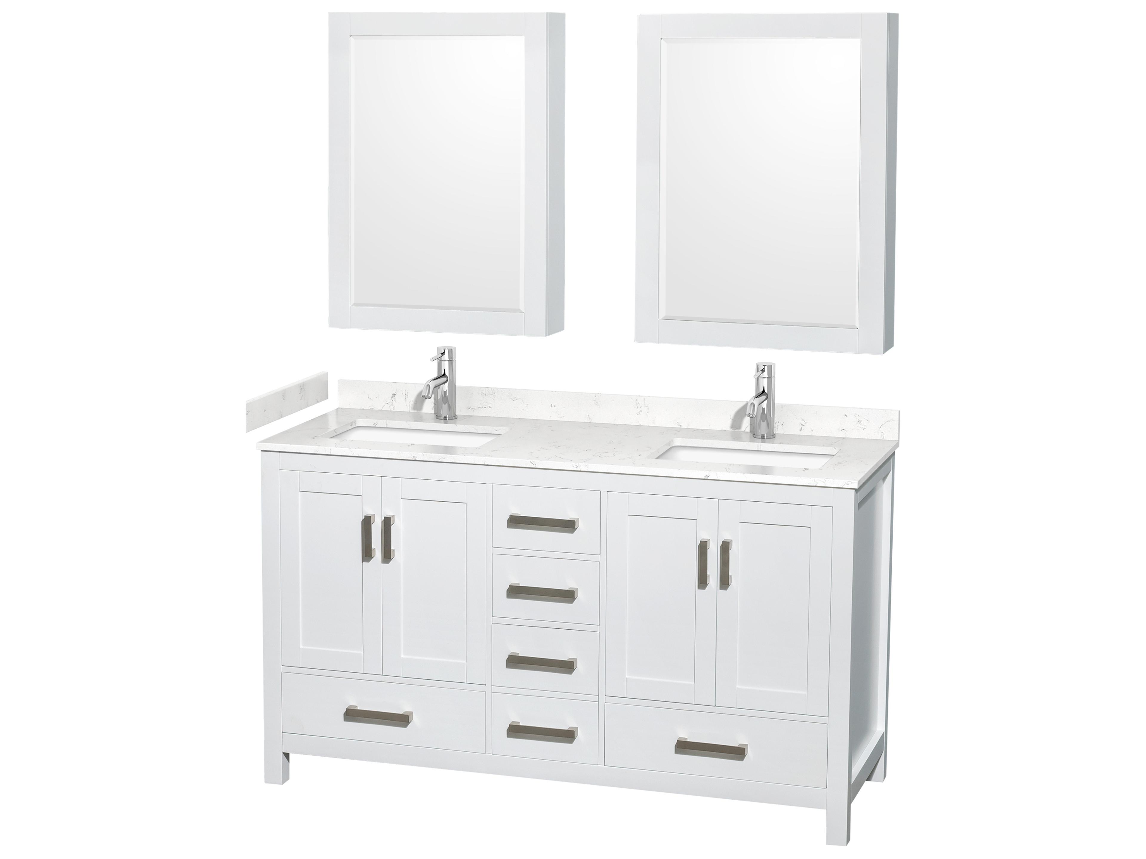 Sheffield 60" White Vanity with Medicine Cabinet