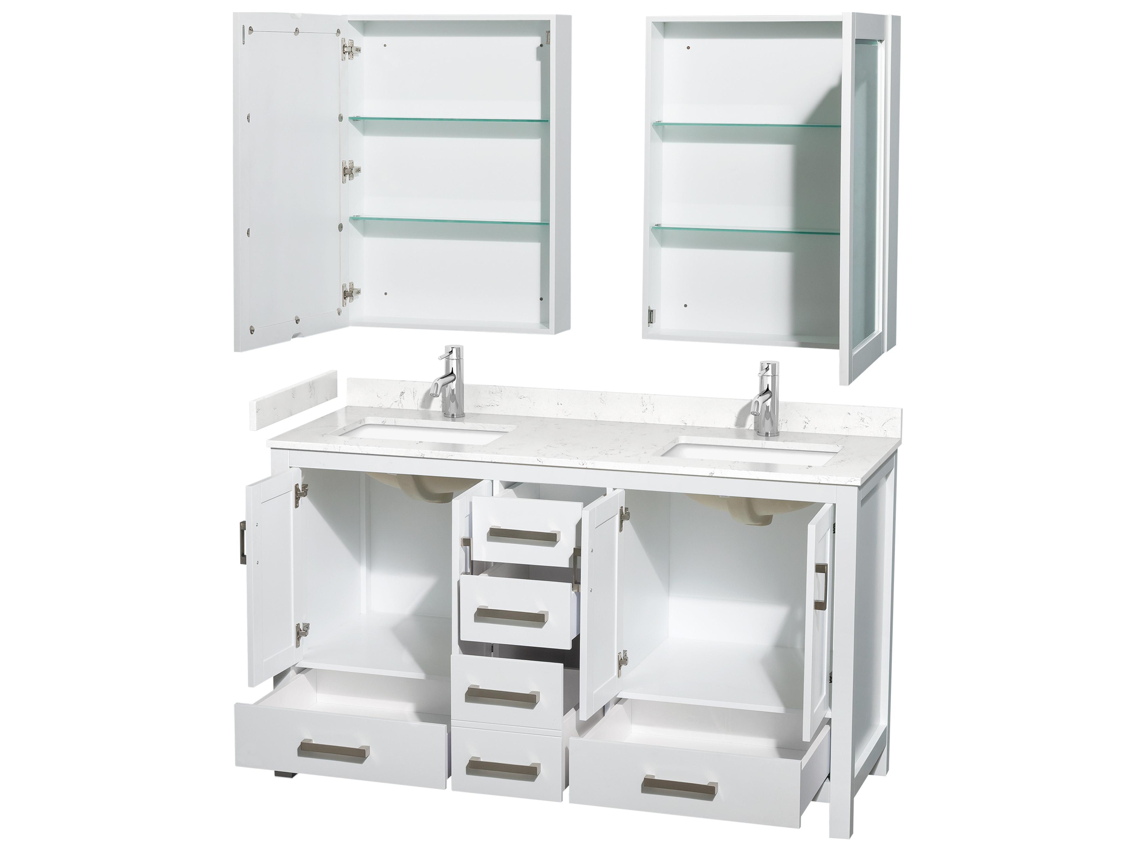 Wyndham Collection Sheffield 60" White Vanity with Medicine Cabinet