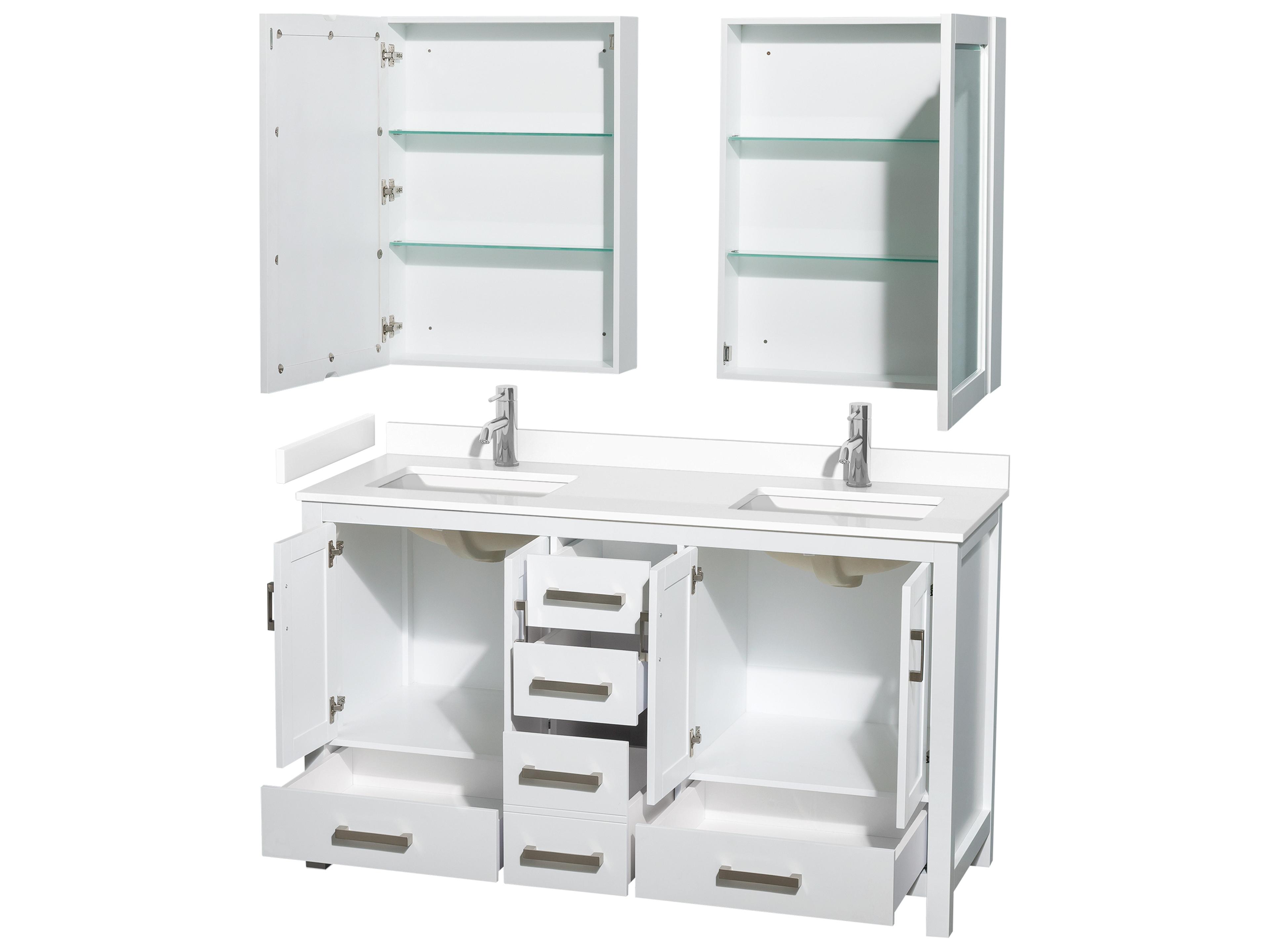 Wyndham Collection Sheffield 60" White Vanity with Medicine Cabinet