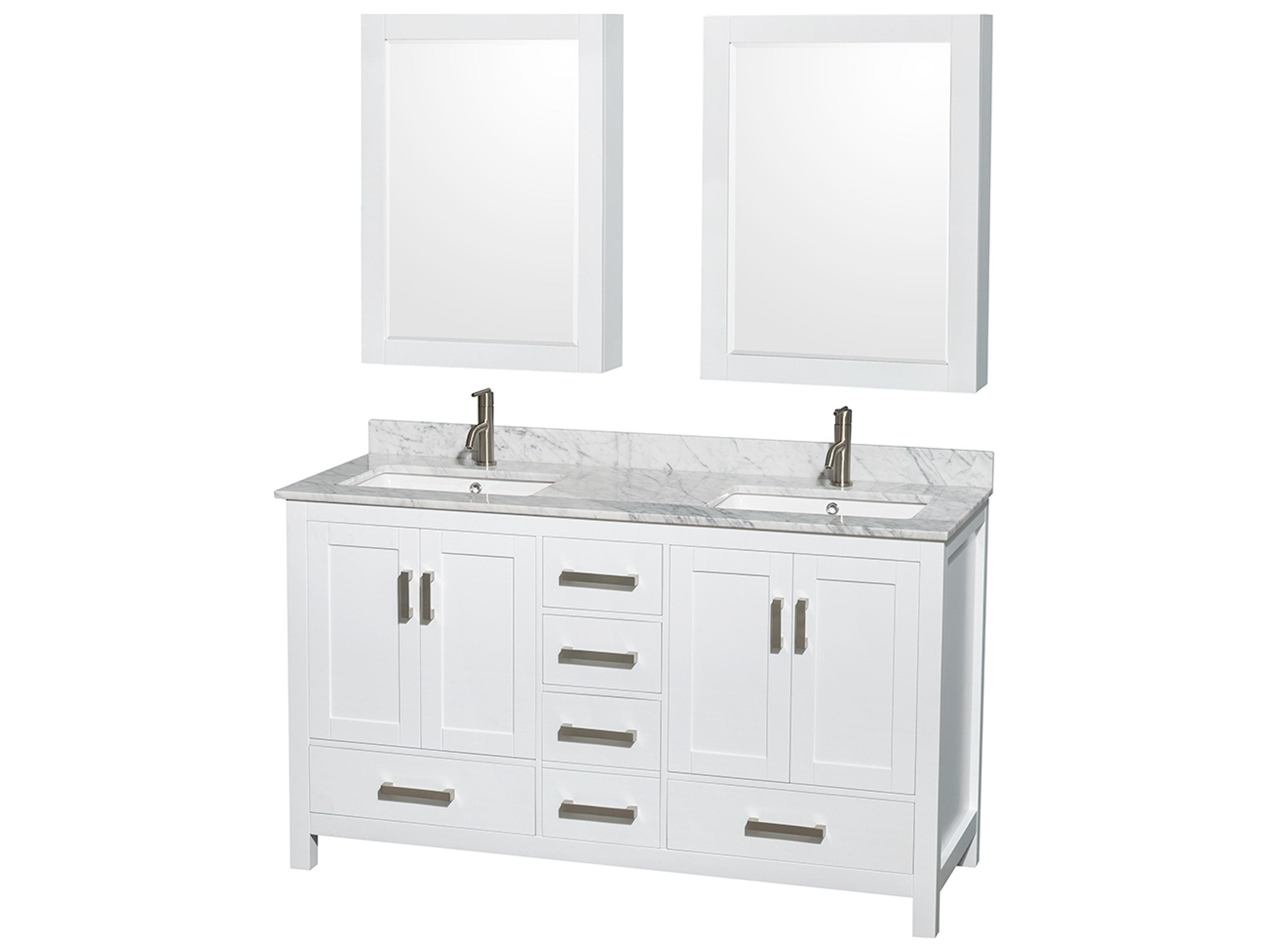 Wyndham Collection Sheffield 60" White Vanity with Medicine Cabinet