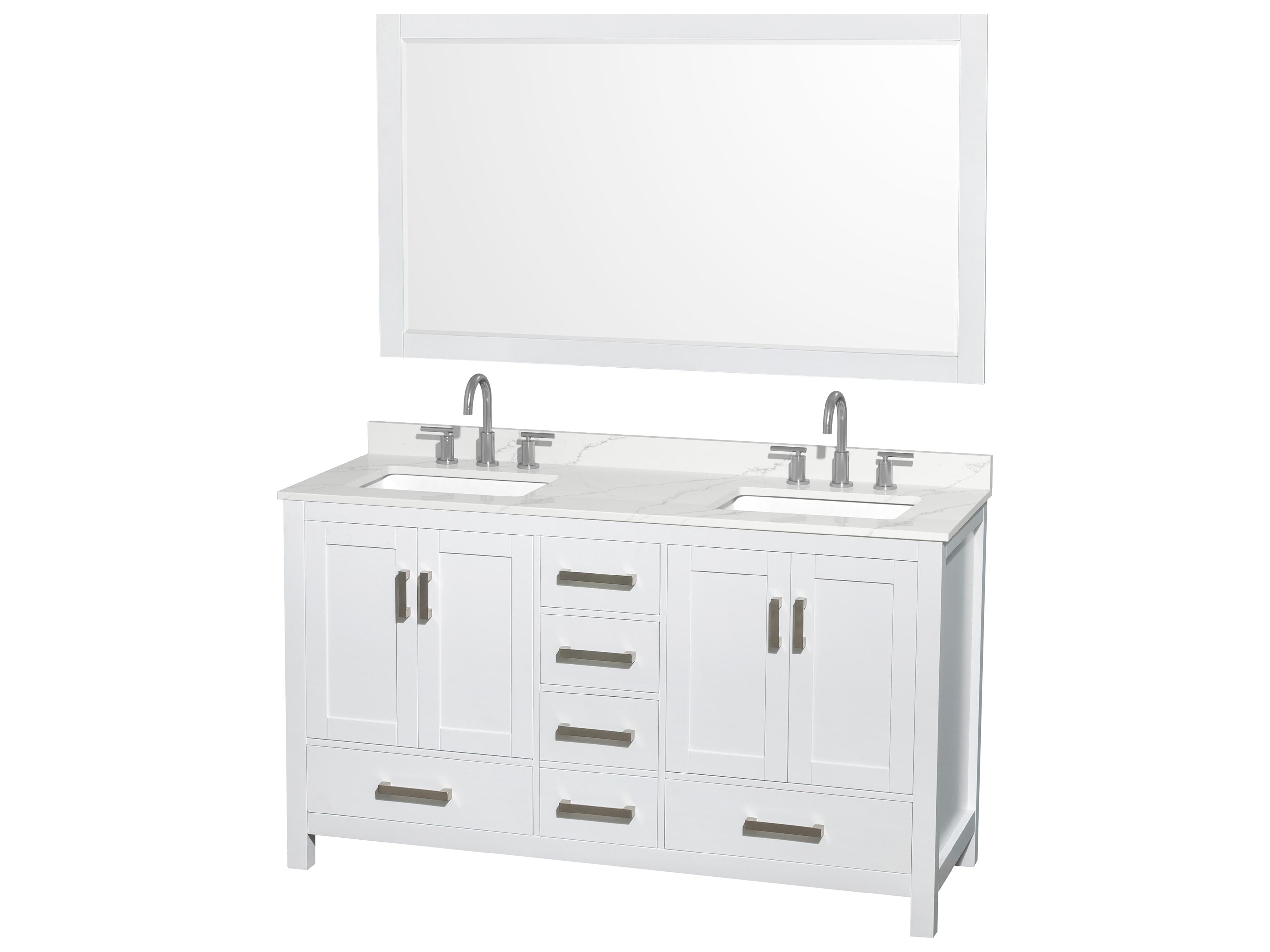 Sheffield 60" White Vanity with 58" Mirror