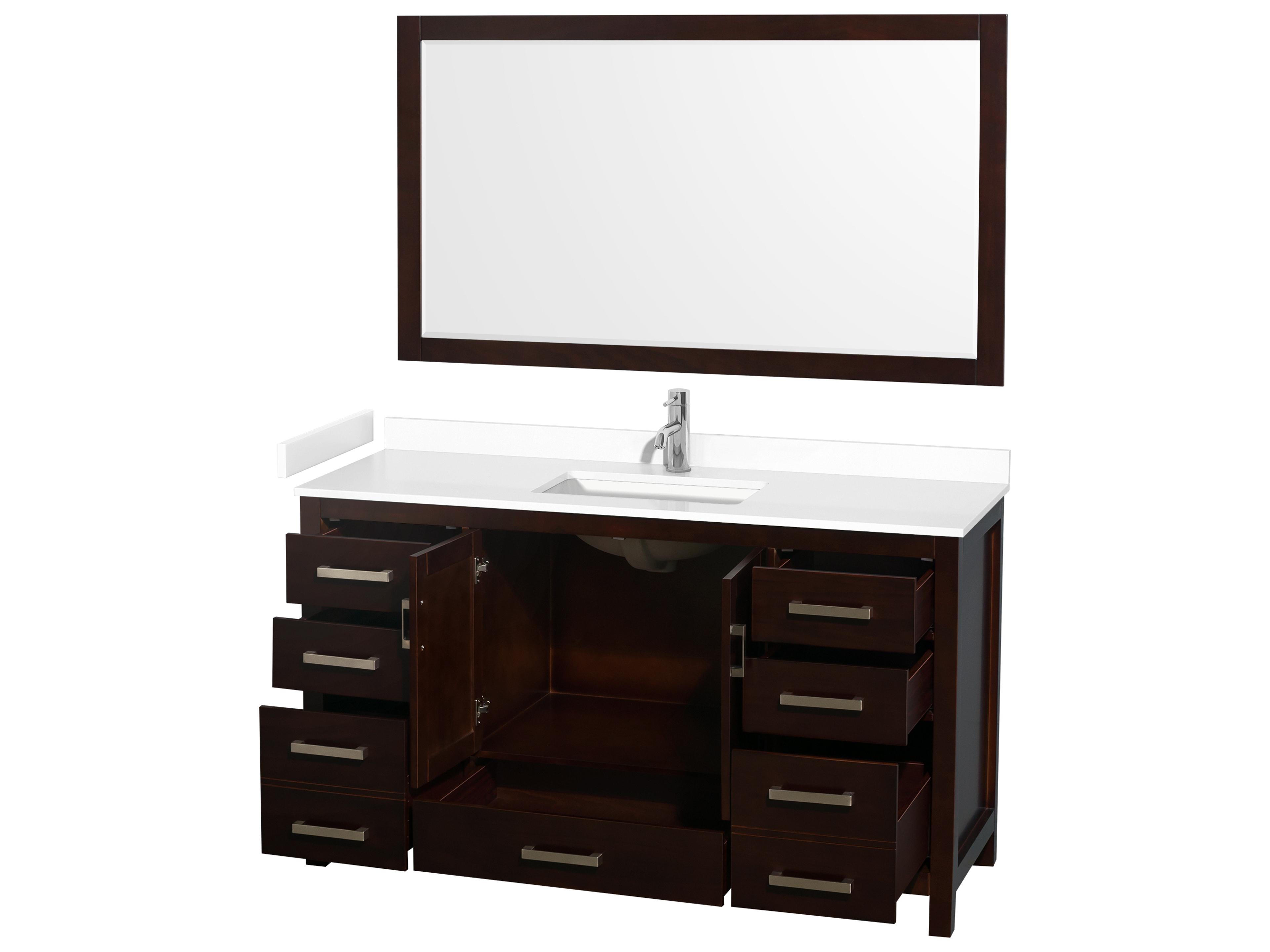 Wyndham Collection Sheffield 60" Espresso Vanity with 58" Mirror