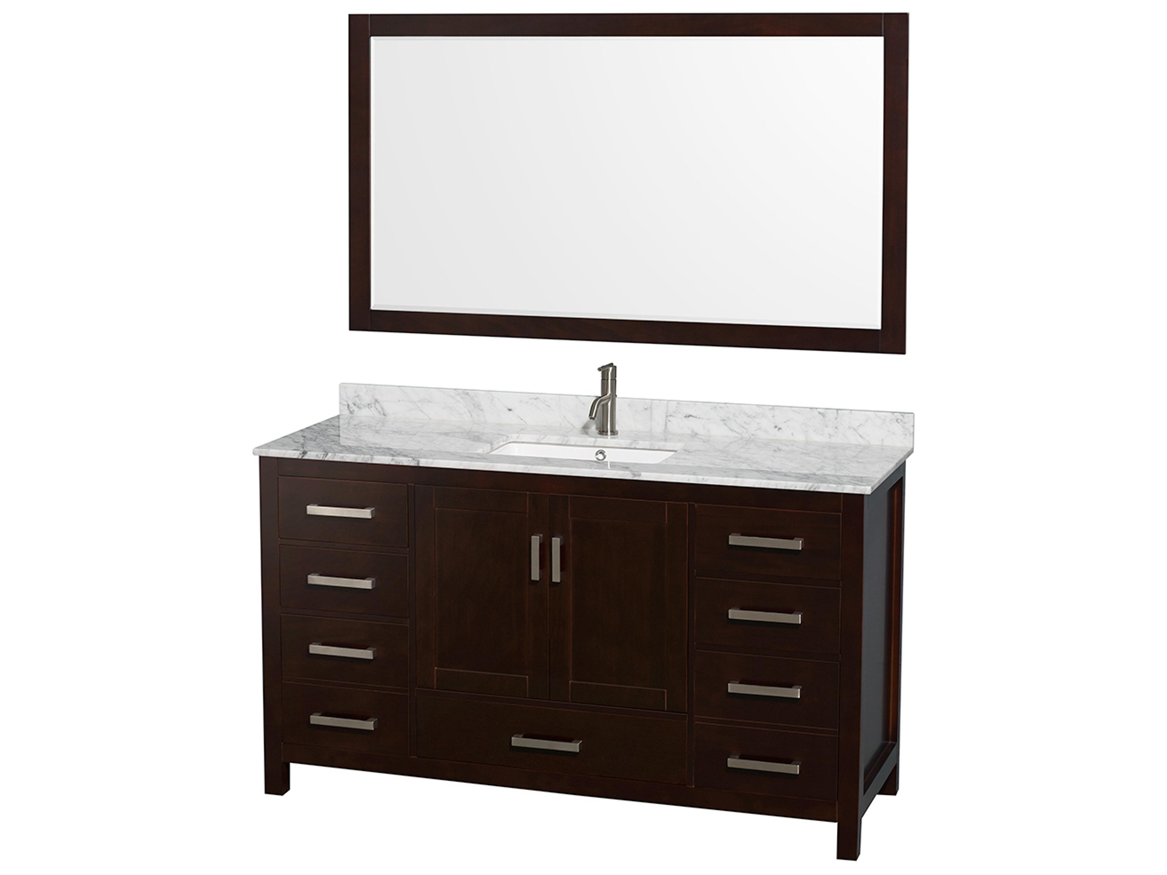 Wyndham Collection Sheffield 60" Espresso Vanity with 58" Mirror