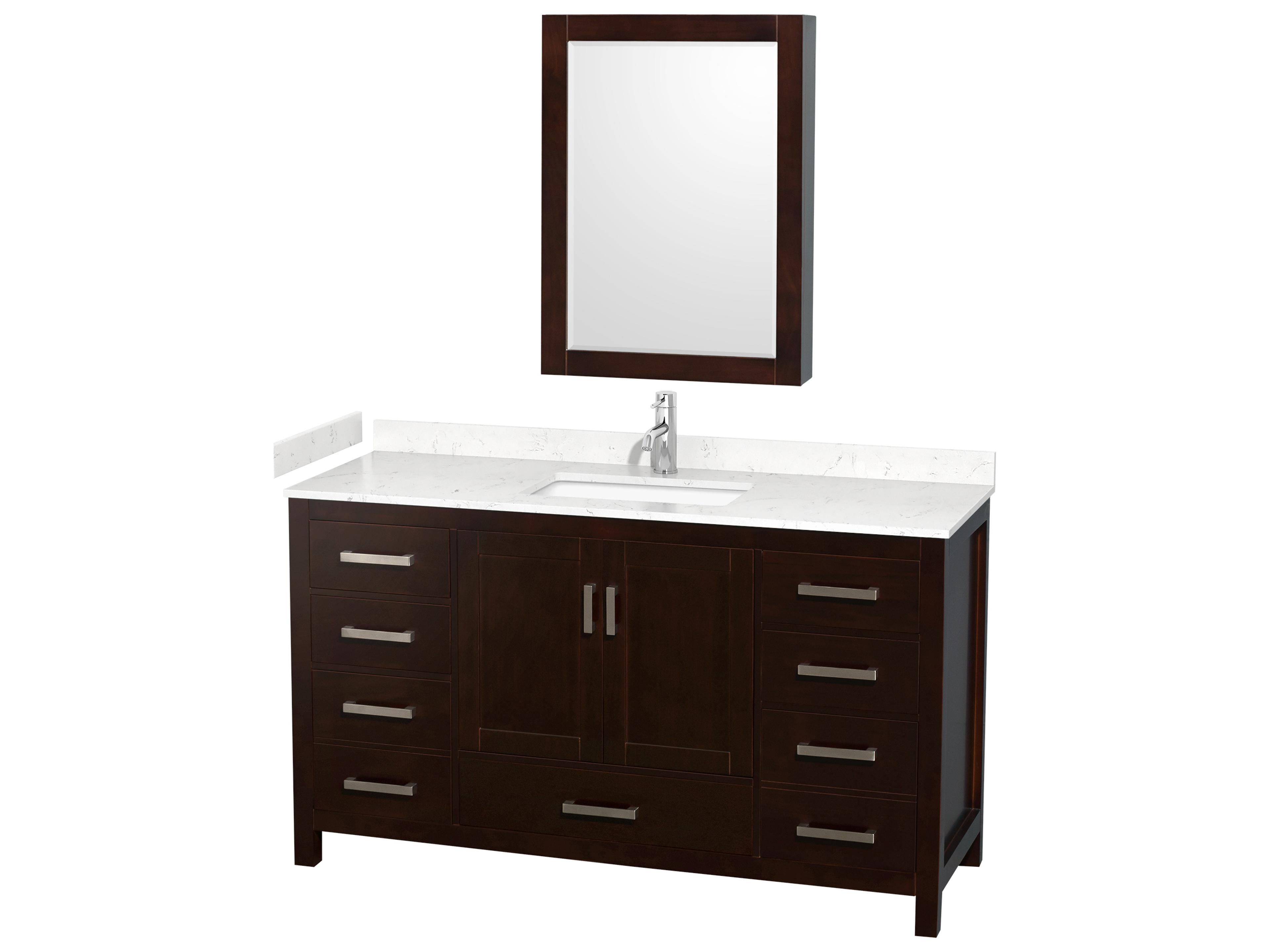 Sheffield 60" Espresso Vanity with Medicine Cabinet