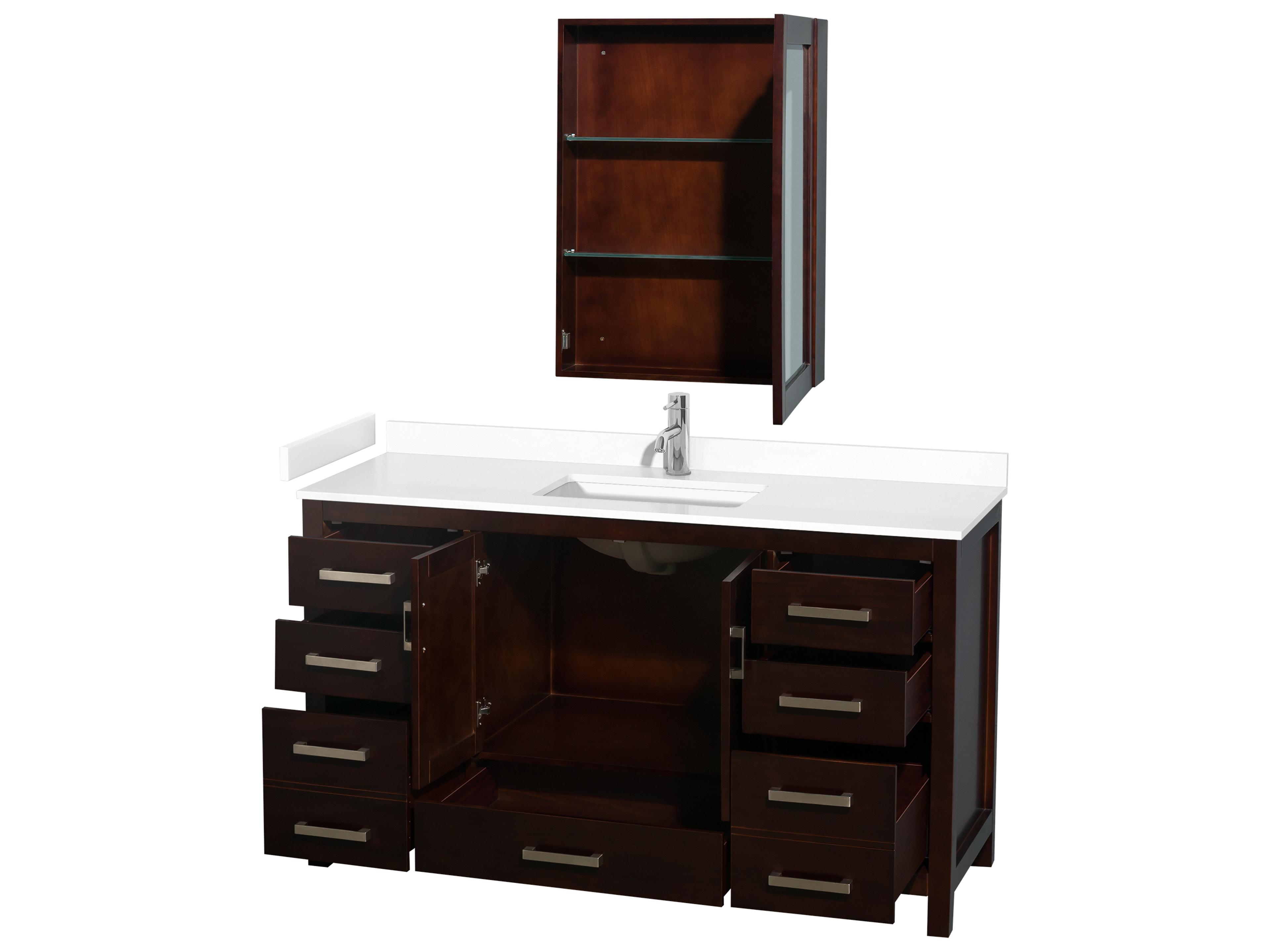 Wyndham Collection Sheffield 60" Espresso Vanity with Medicine Cabinet