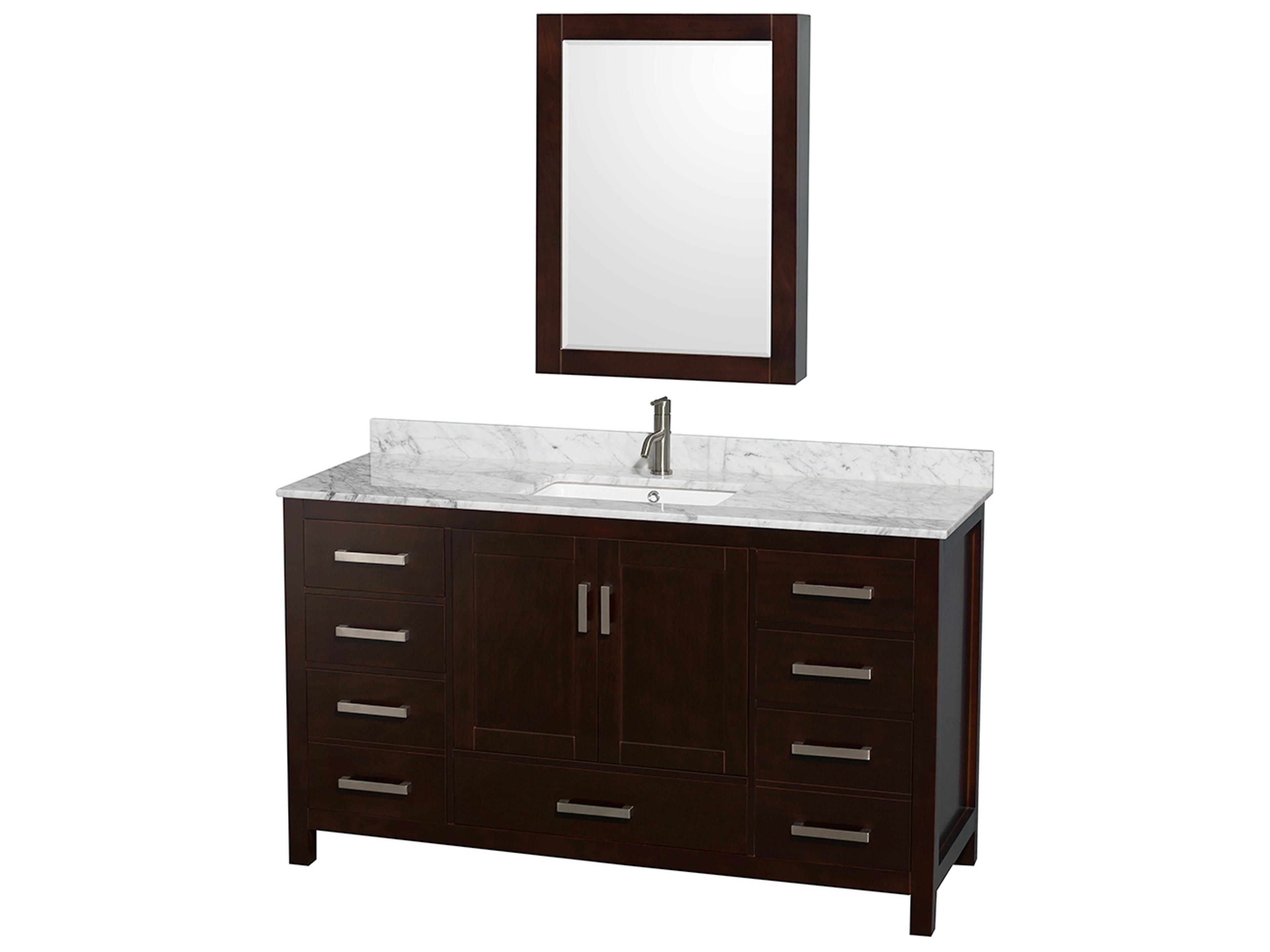 Wyndham Collection Sheffield 60" Espresso Vanity with Medicine Cabinet