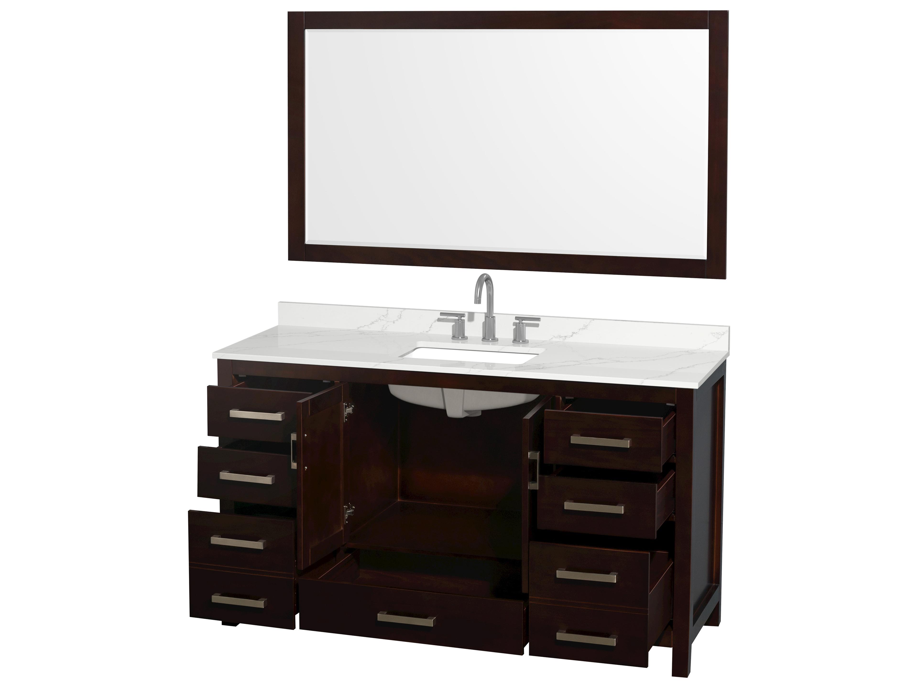 Wyndham Collection Sheffield 60" Espresso Vanity with 58" Mirror