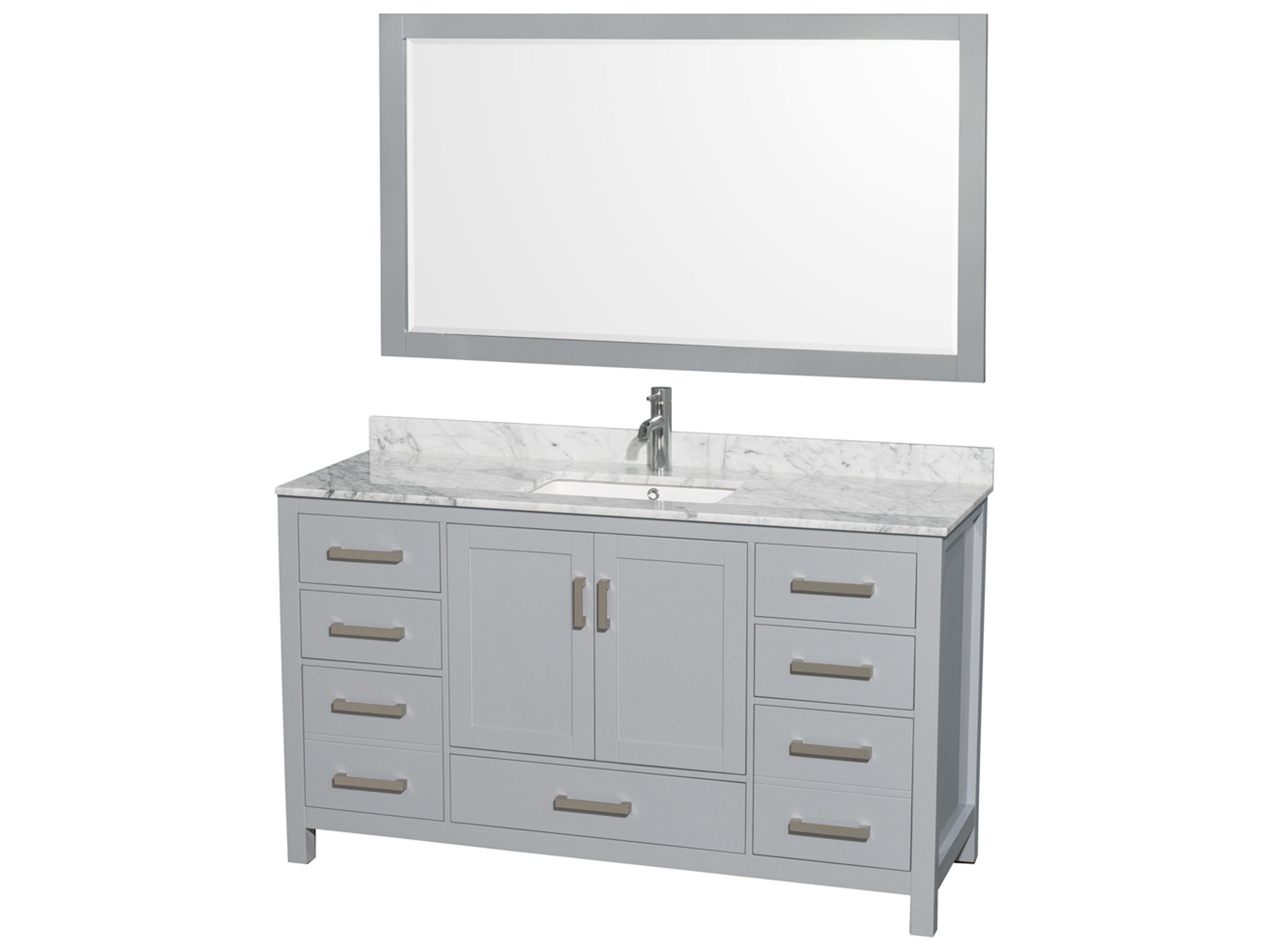 Wyndham Collection Sheffield 60" Gray Vanity with 58" Mirror