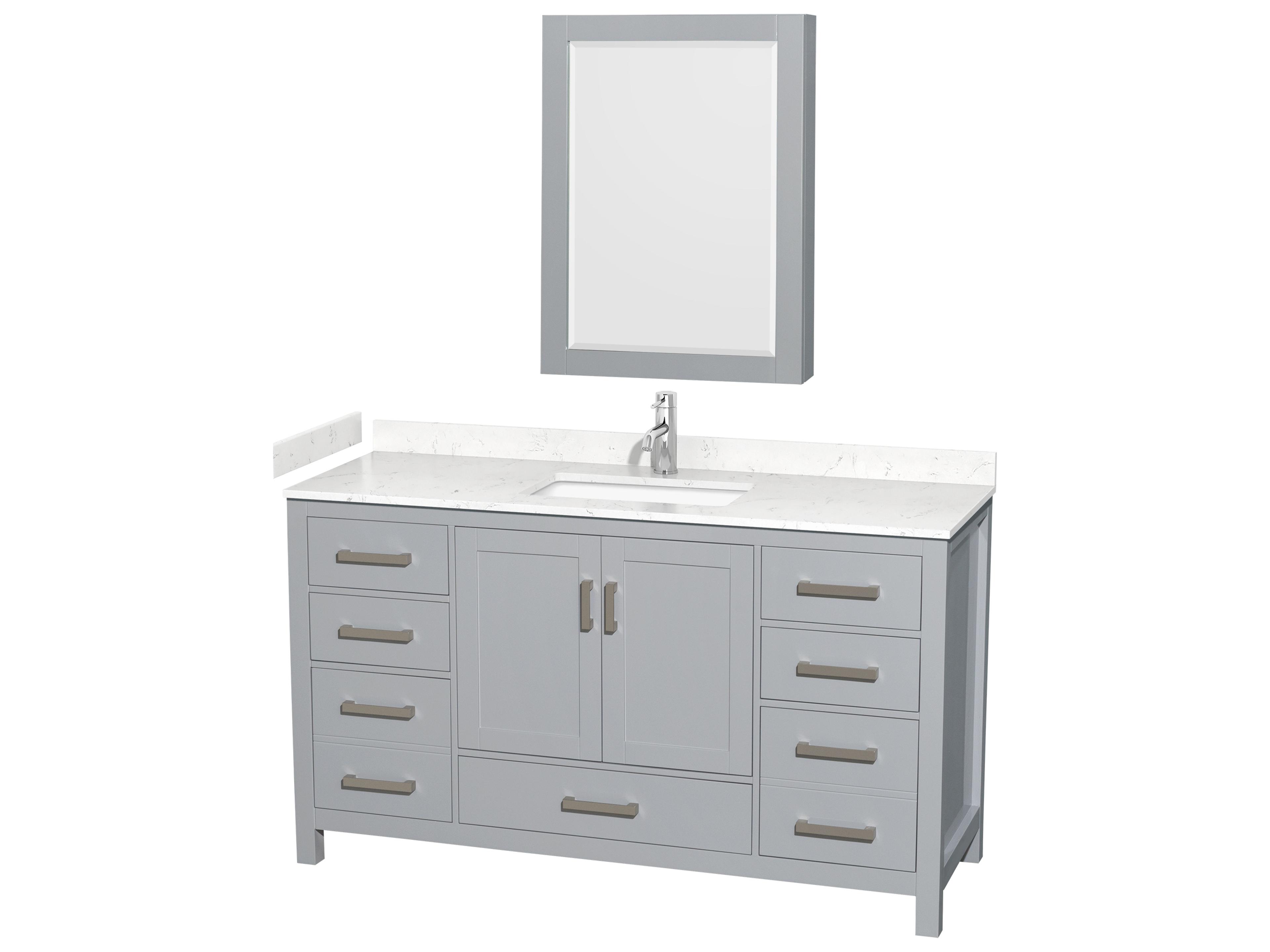 Sheffield 60" Gray Vanity with Medicine Cabinet