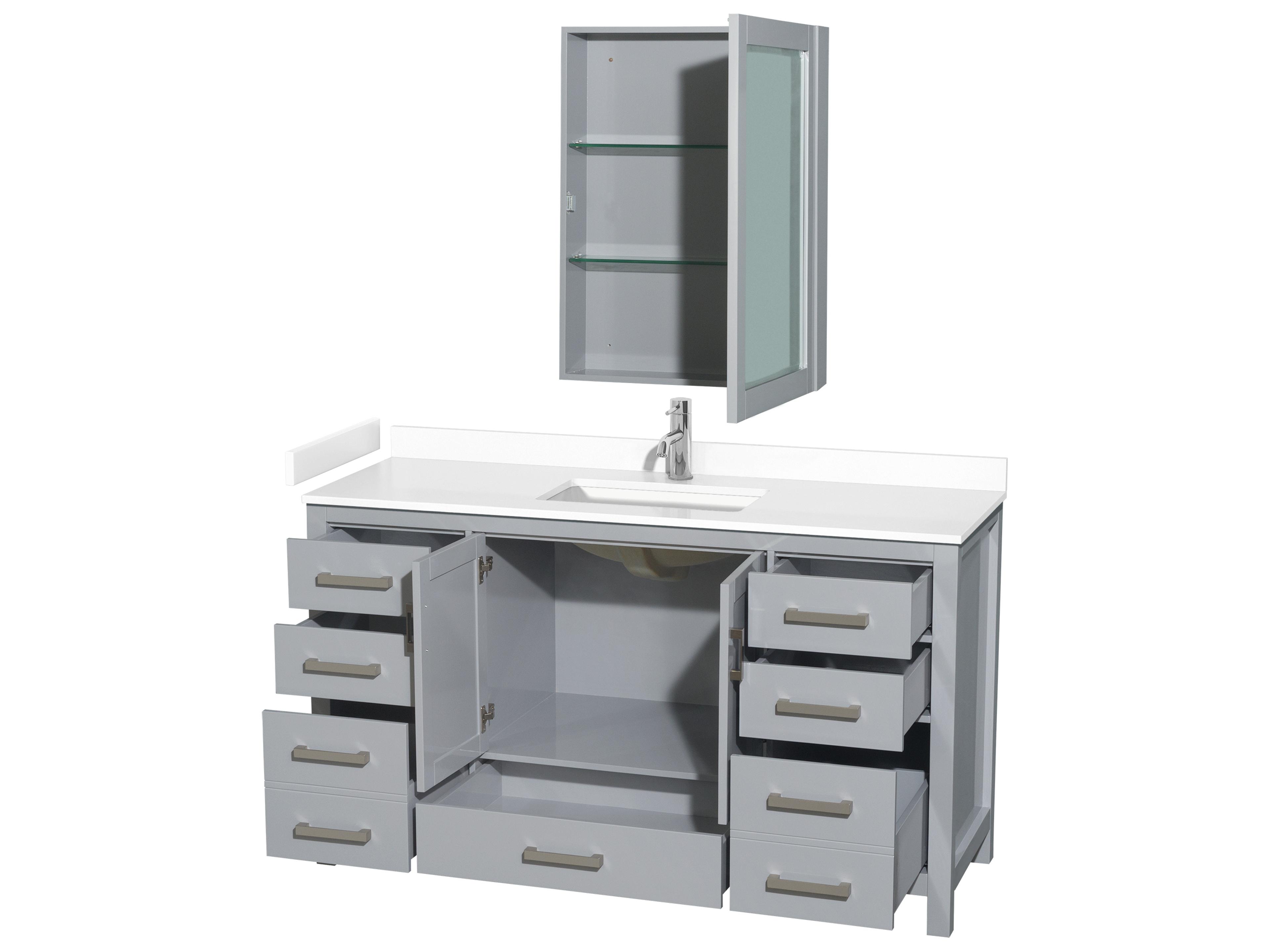 Wyndham Collection Sheffield 60" Gray Vanity with Medicine Cabinet