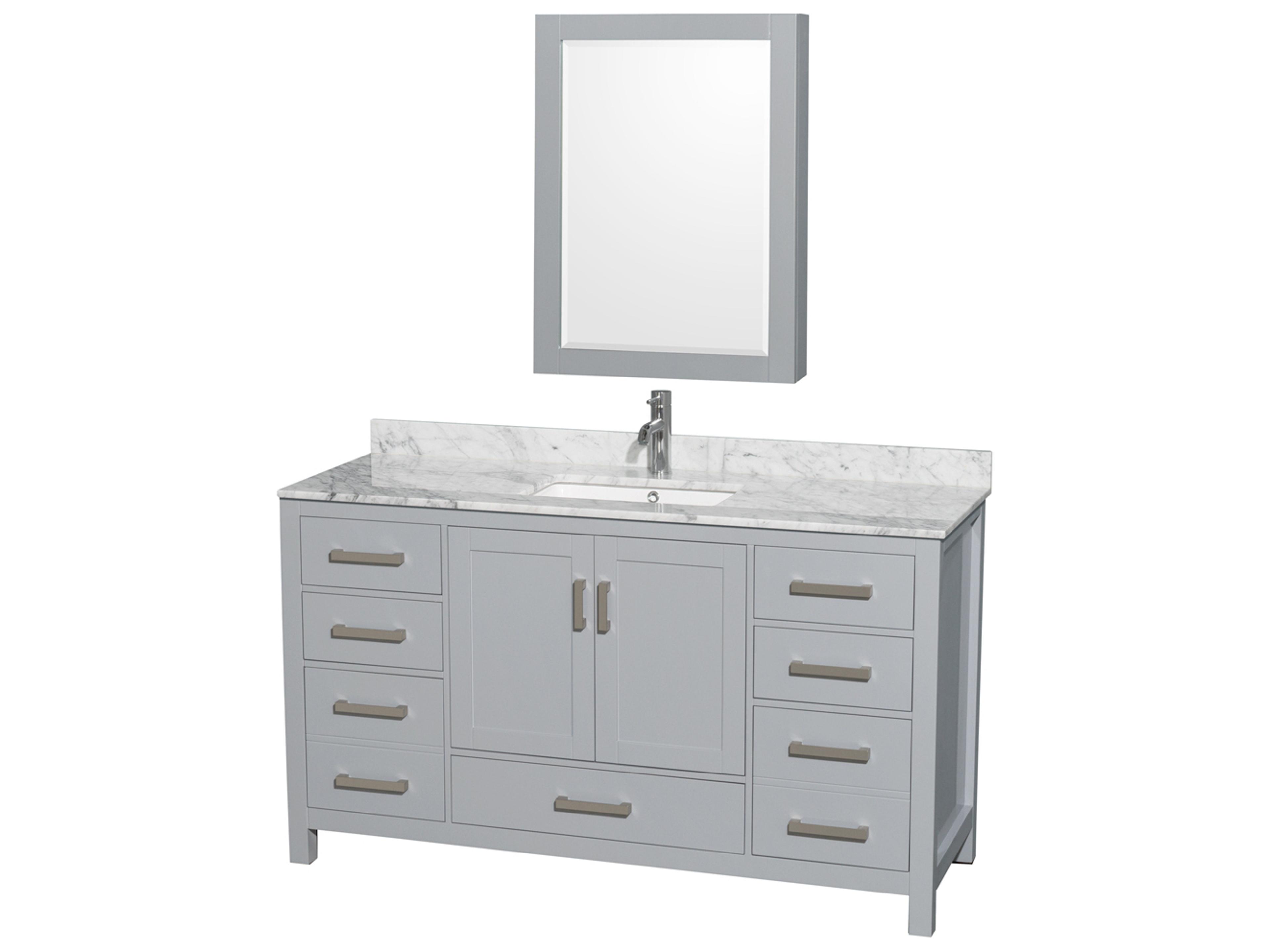Wyndham Collection Sheffield 60" Gray Vanity with Medicine Cabinet