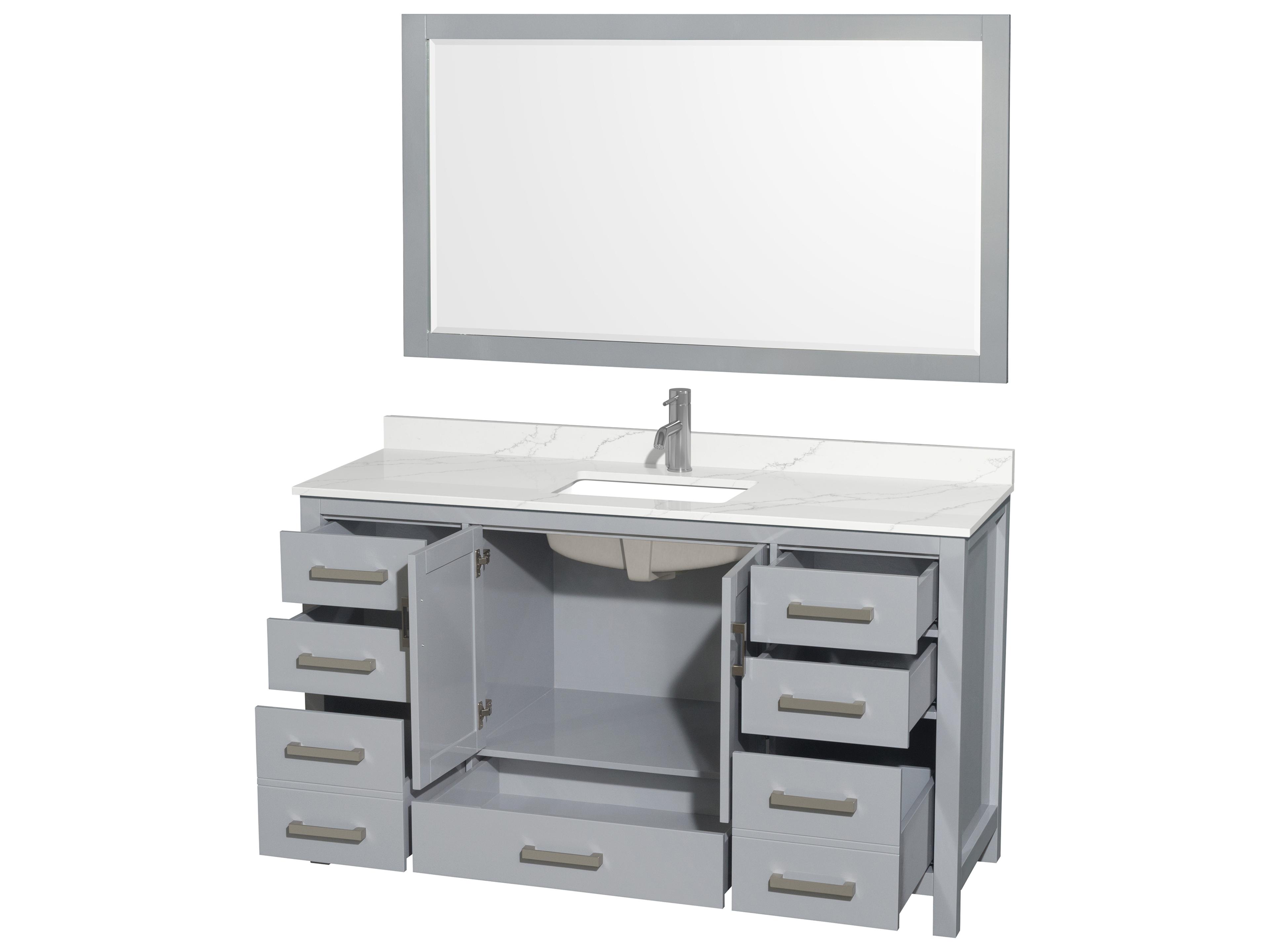 Wyndham Collection Sheffield 60" Gray Vanity with 58" Mirror