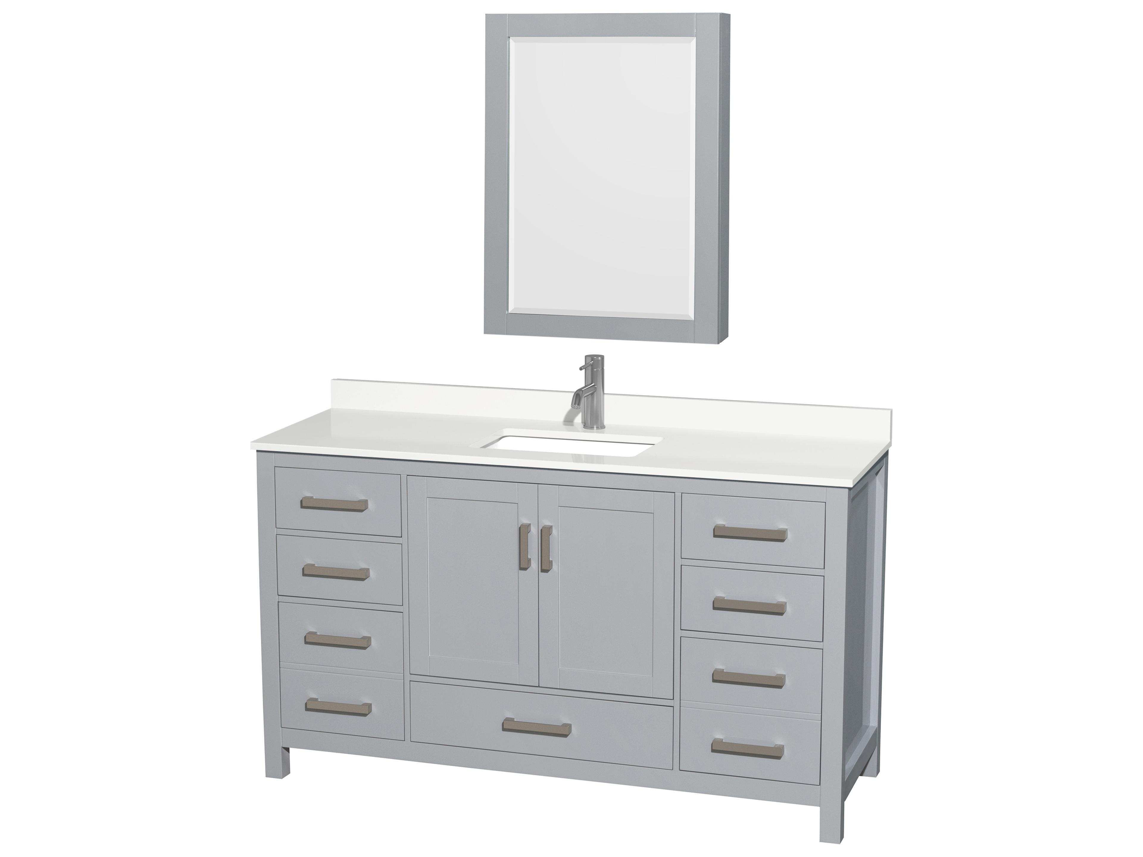 Wyndham Collection Sheffield 60" Gray Vanity with Medicine Cabinet