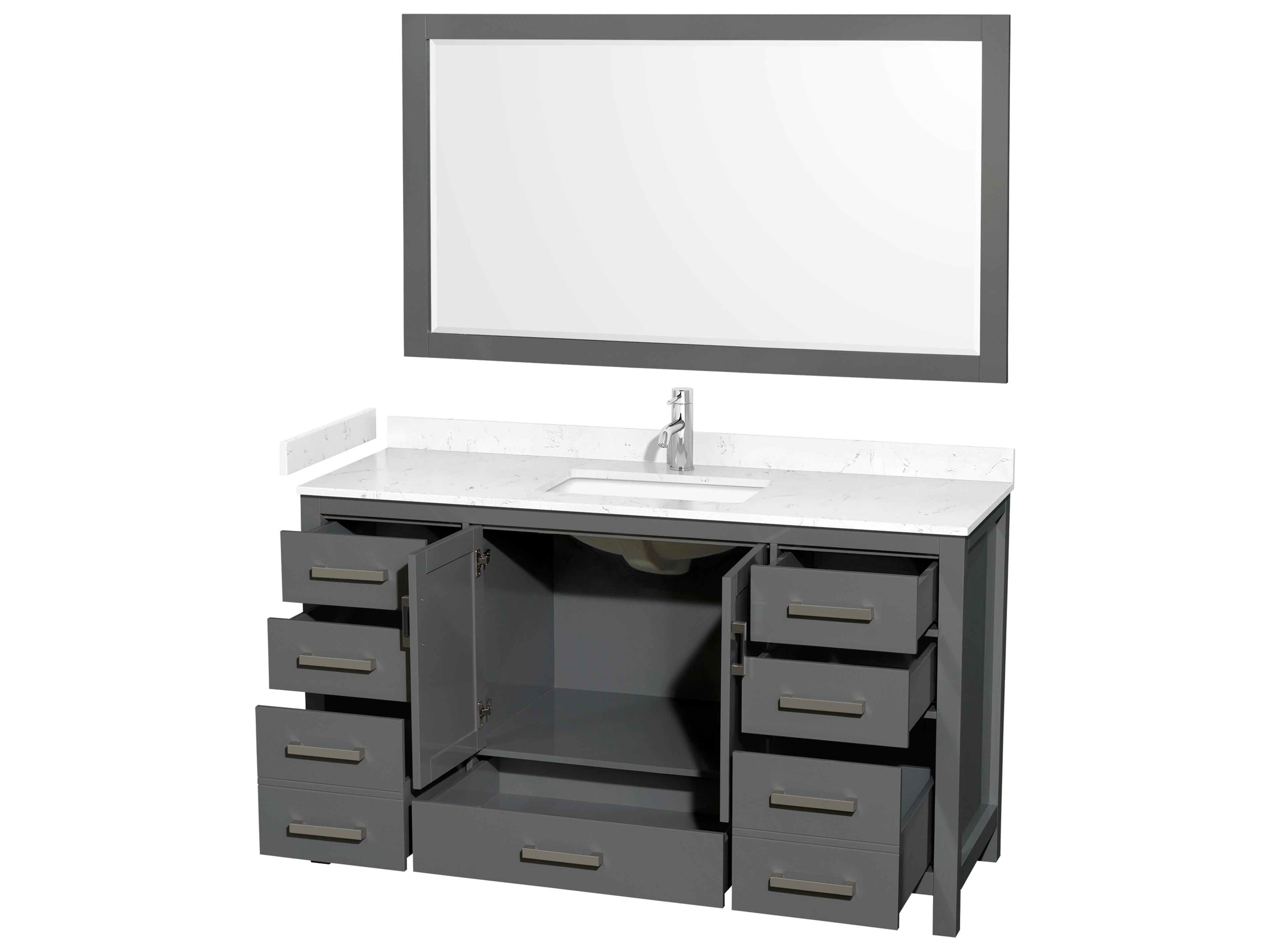 Wyndham Collection Sheffield 60" Dark Gray Vanity with 58" Mirror
