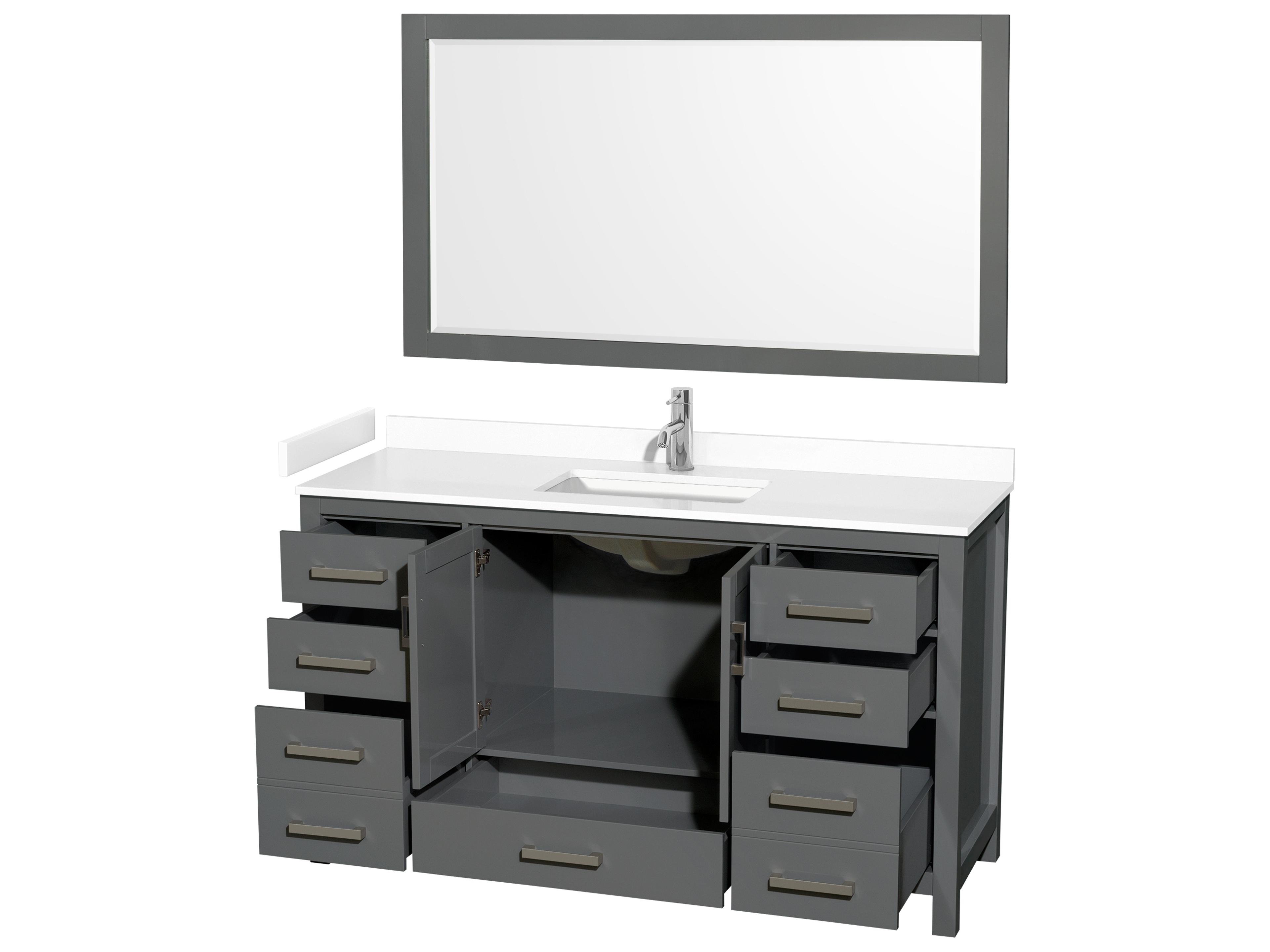 Wyndham Collection Sheffield 60" Dark Gray Vanity with 58" Mirror