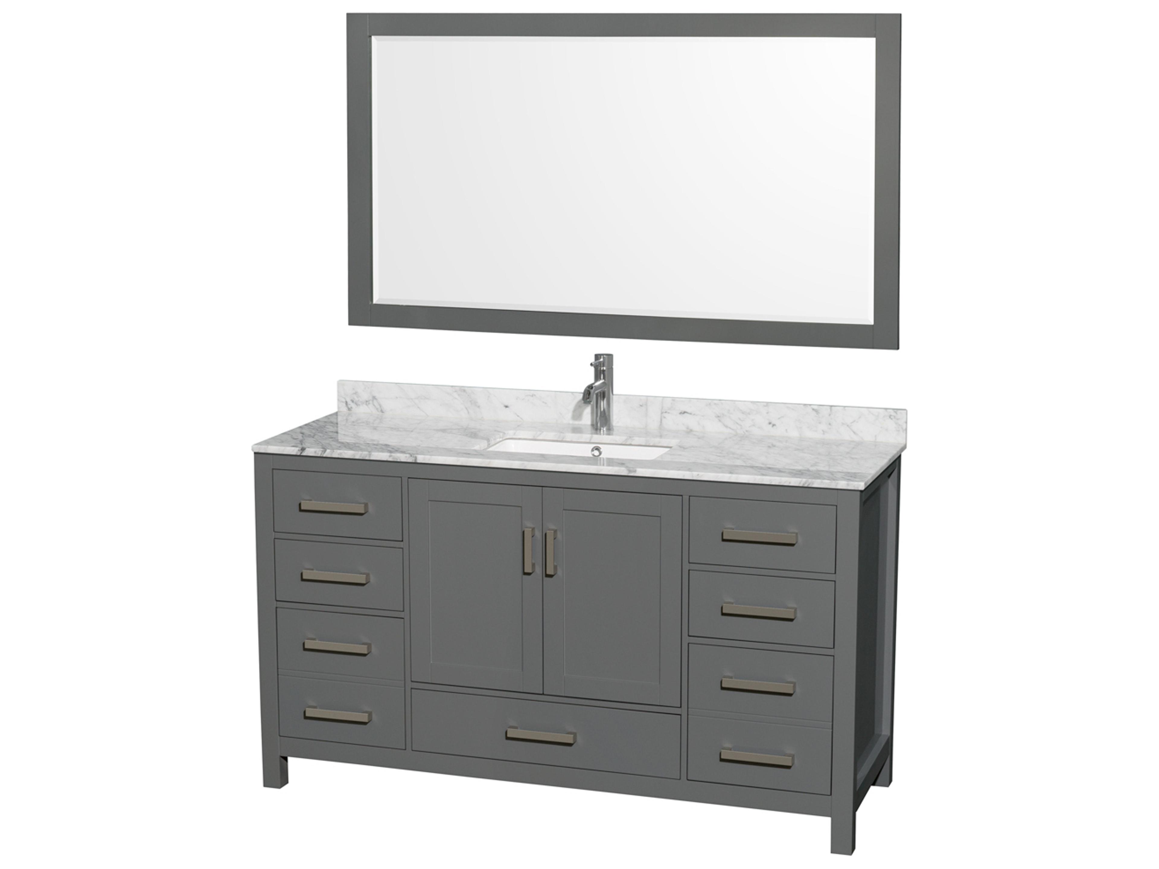 Wyndham Collection Sheffield 60" Dark Gray Vanity with 58" Mirror