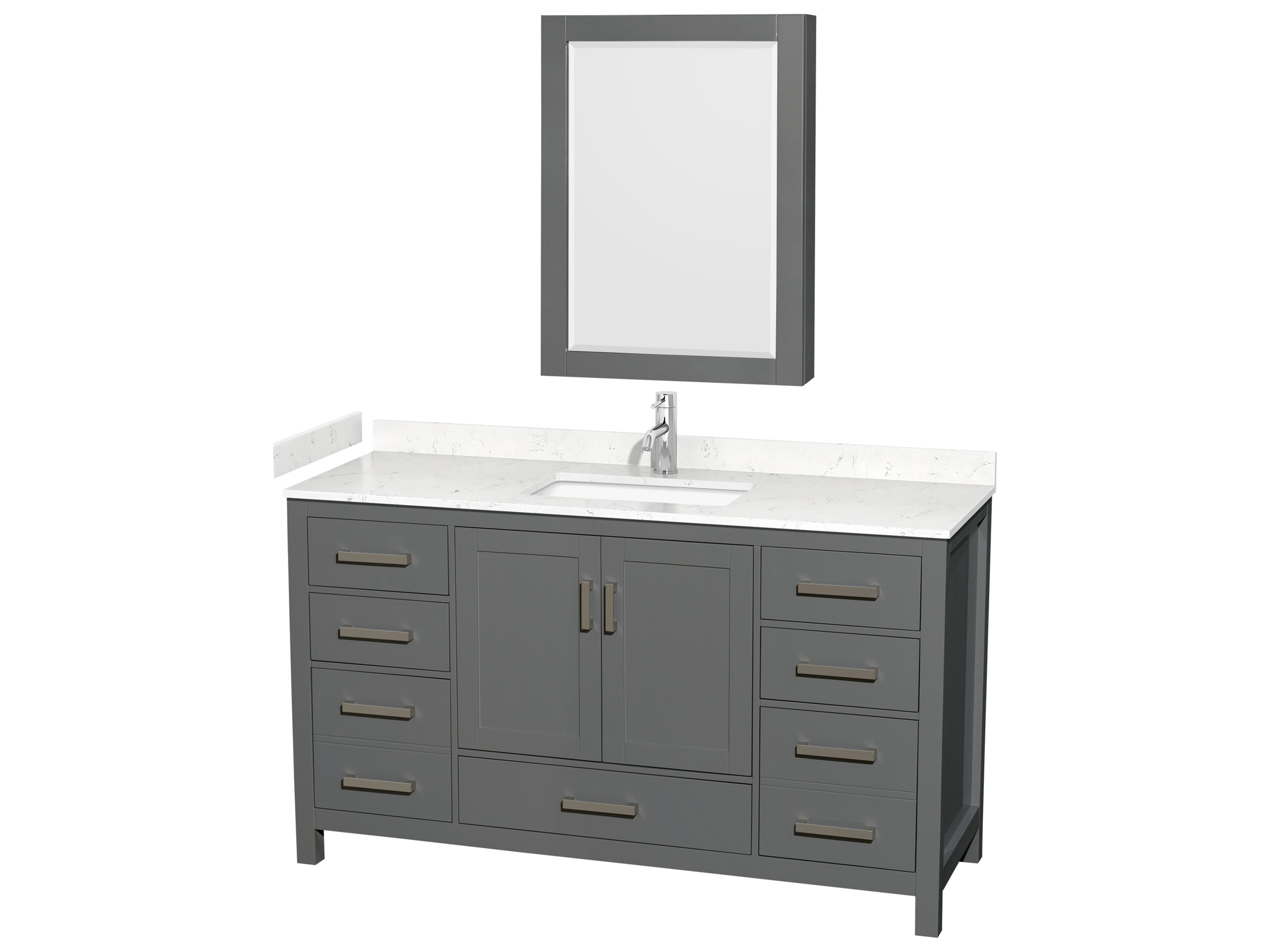 Sheffield 60" Dark Gray Vanity with Medicine Cabinet