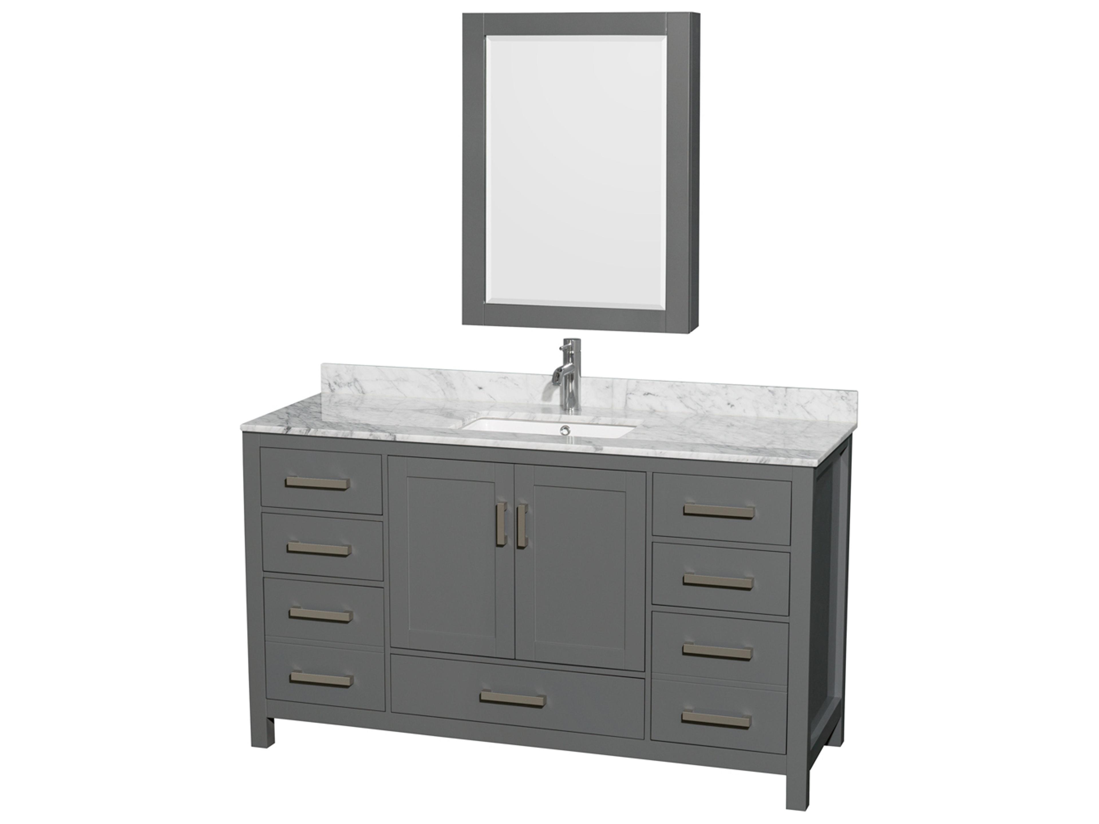Wyndham Collection Sheffield 60" Dark Gray Vanity with Medicine Cabinet