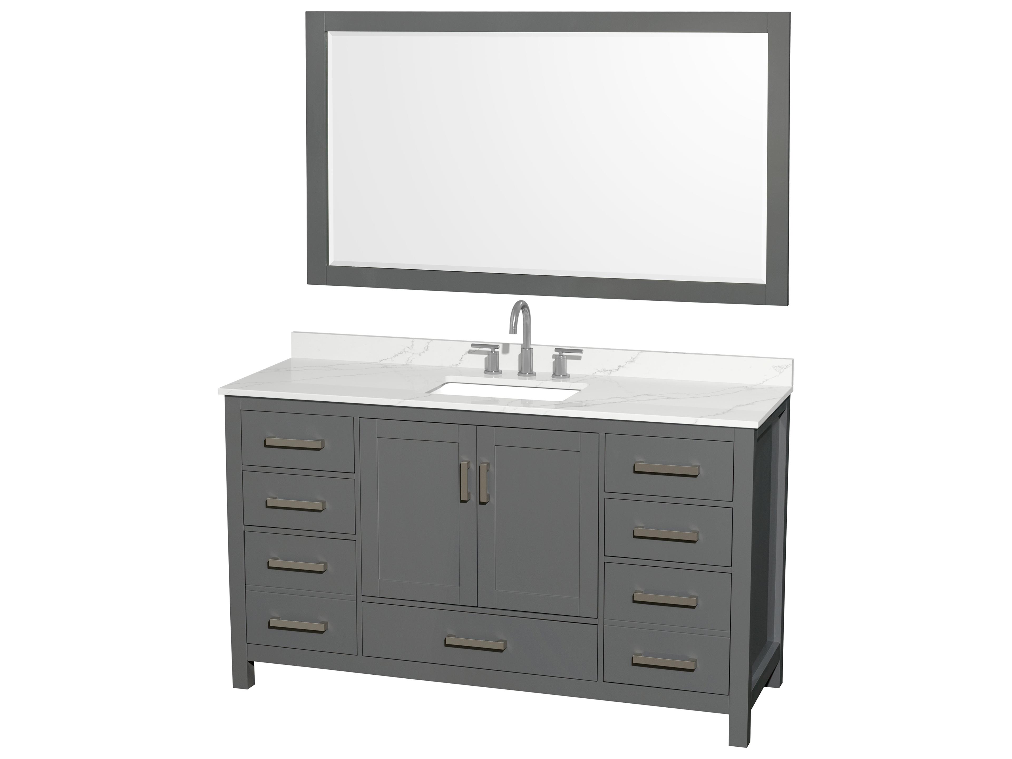 Wyndham Collection Sheffield 60" Dark Gray Vanity with 58" Mirror