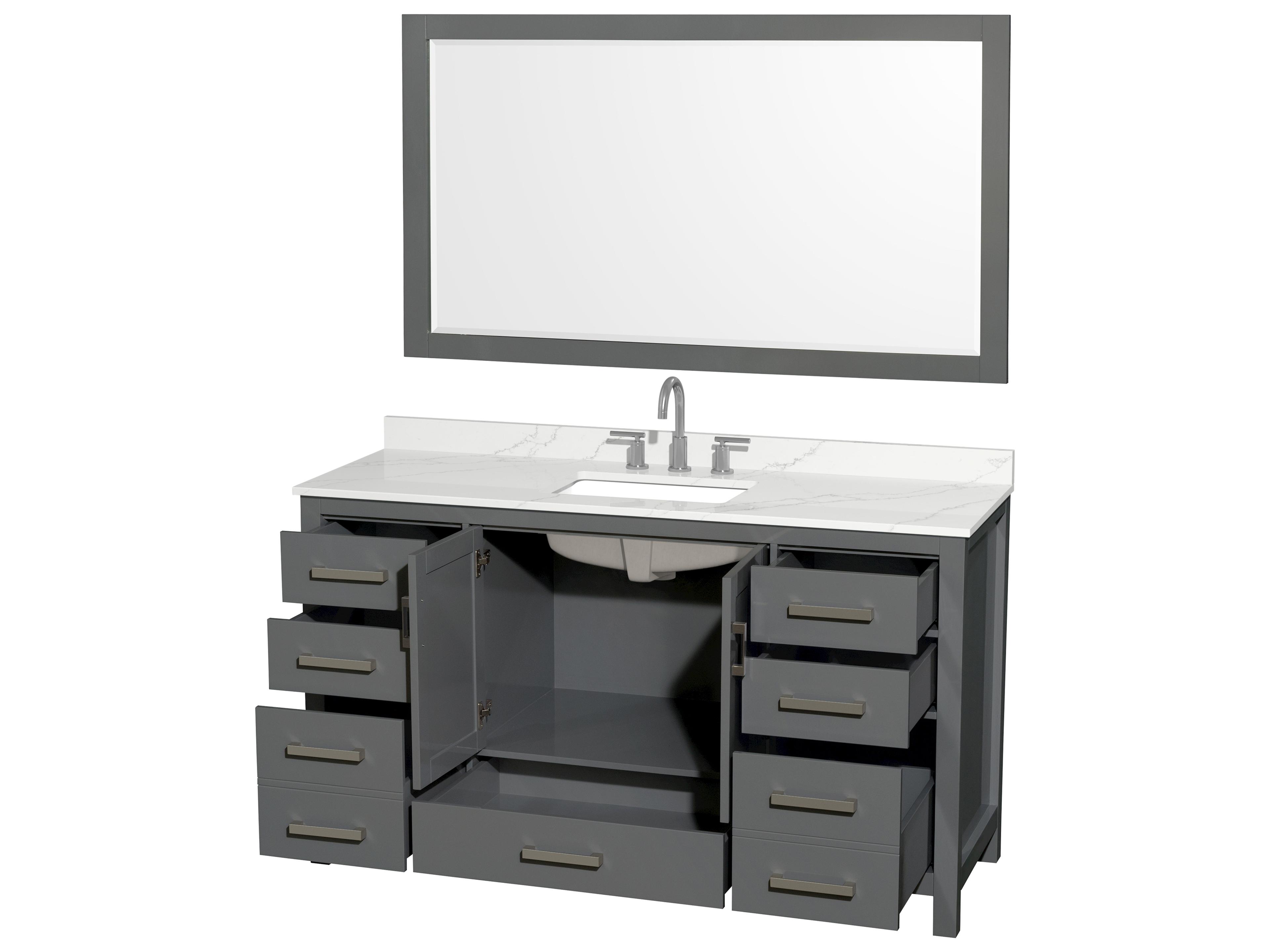 Wyndham Collection Sheffield 60" Dark Gray Vanity with 58" Mirror