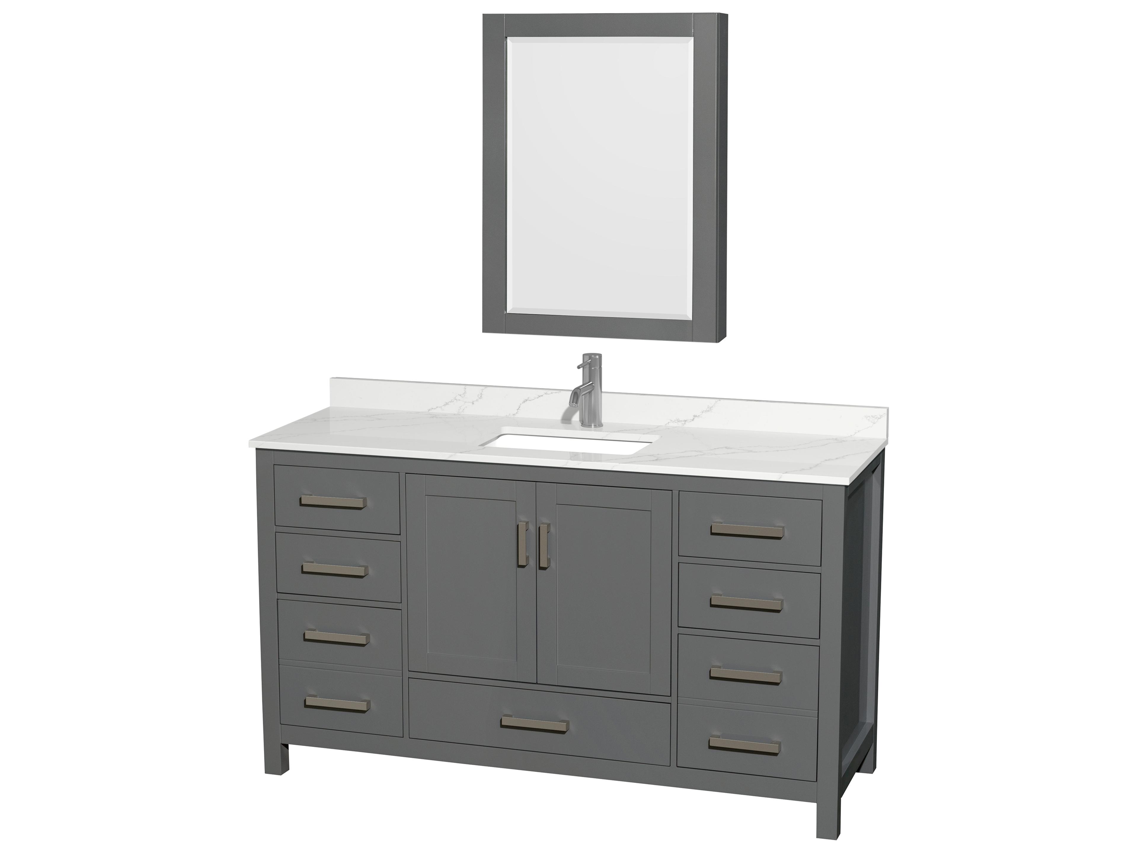 Sheffield 60" Dark Gray Vanity with Medicine Cabinet