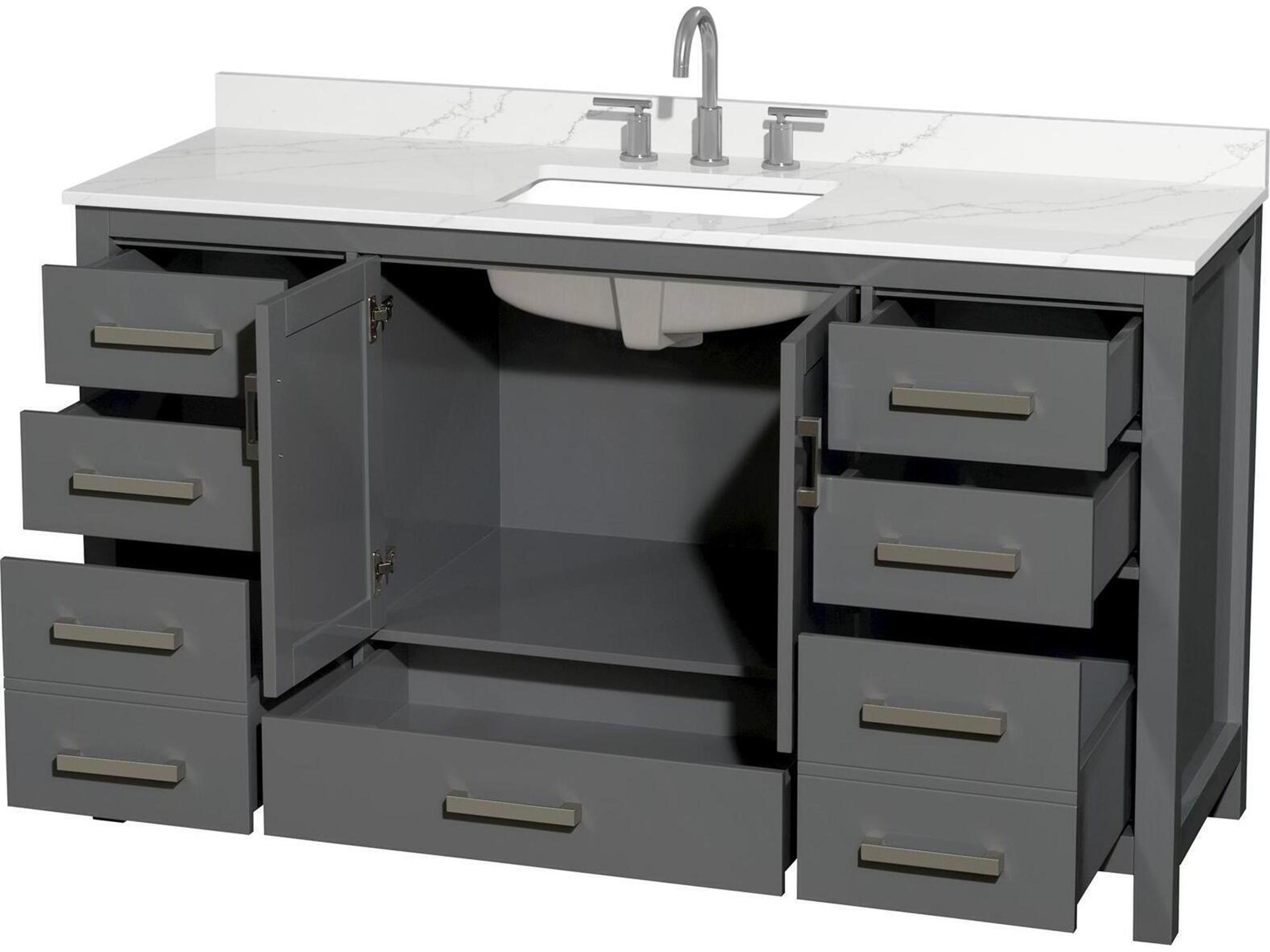 Wyndham Collection Sheffield 60" Dark Gray Vanity
