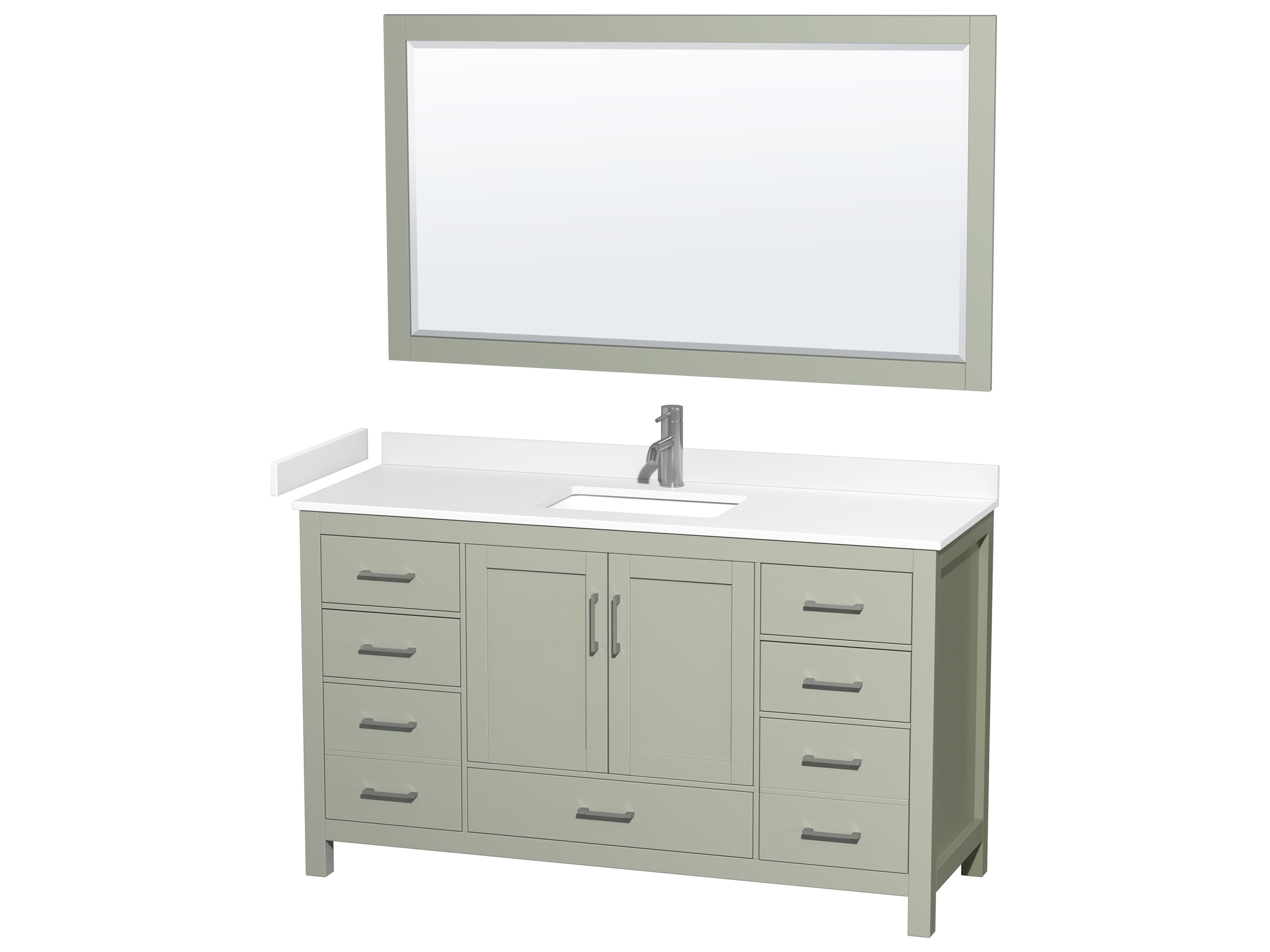Wyndham Collection Sheffield 60" Light Green Vanity with 58" Mirror