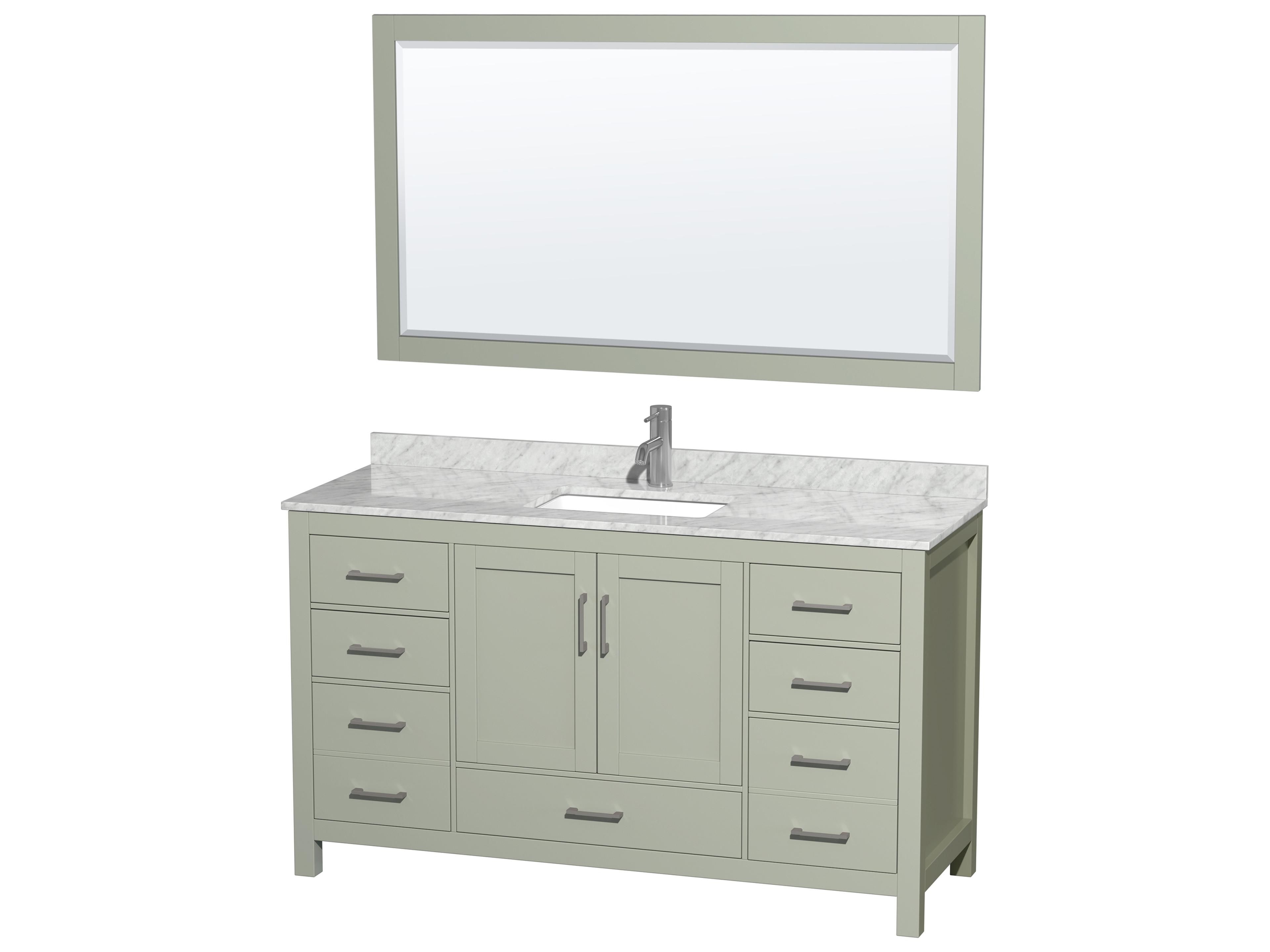 Wyndham Collection Sheffield 60" Light Green Vanity with 58" Mirror