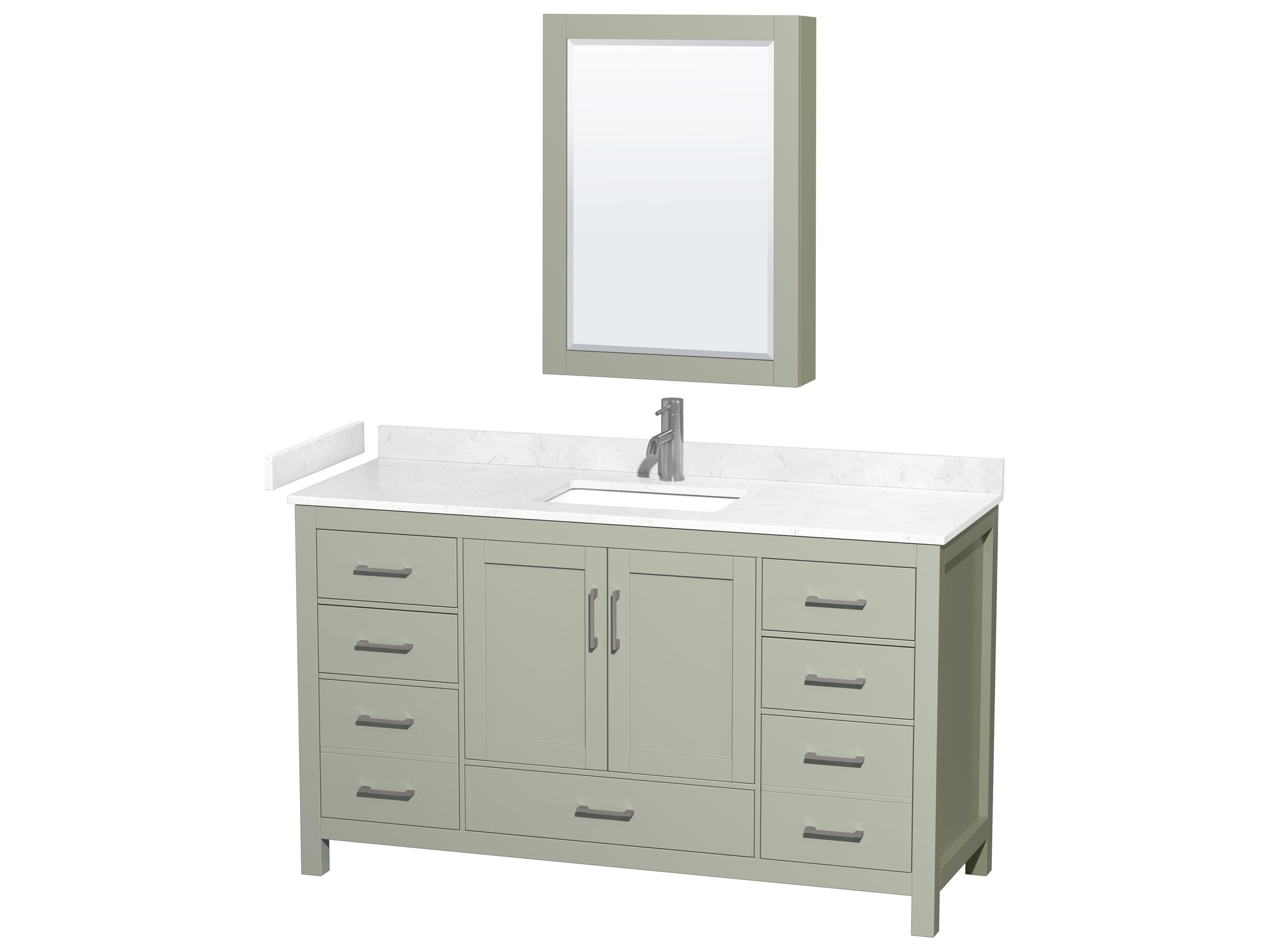 Sheffield 60" Light Green Vanity with Medicine Cabinet