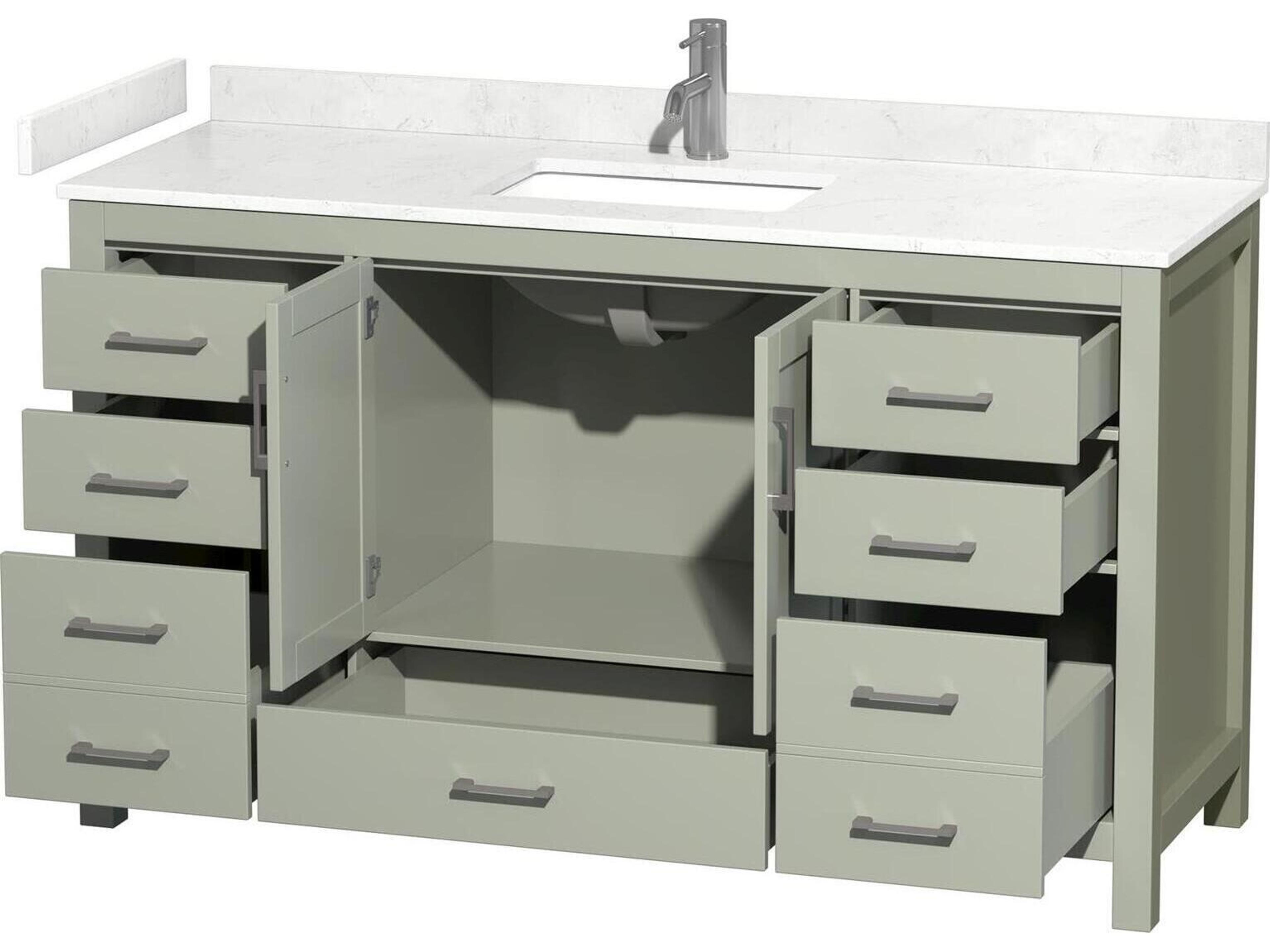 Wyndham Collection Sheffield 60" Light Green Vanity