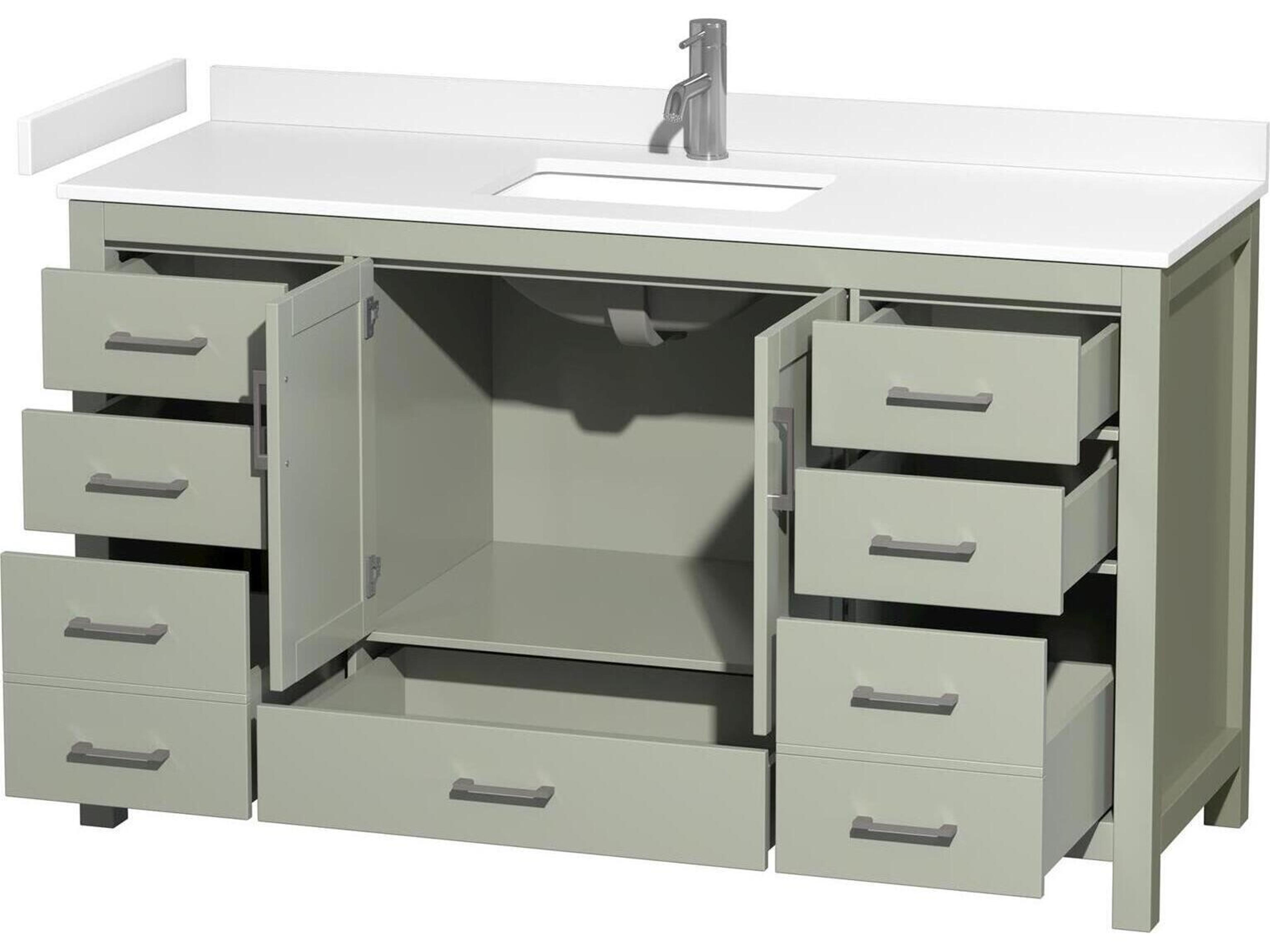 Wyndham Collection Sheffield 60" Light Green Vanity