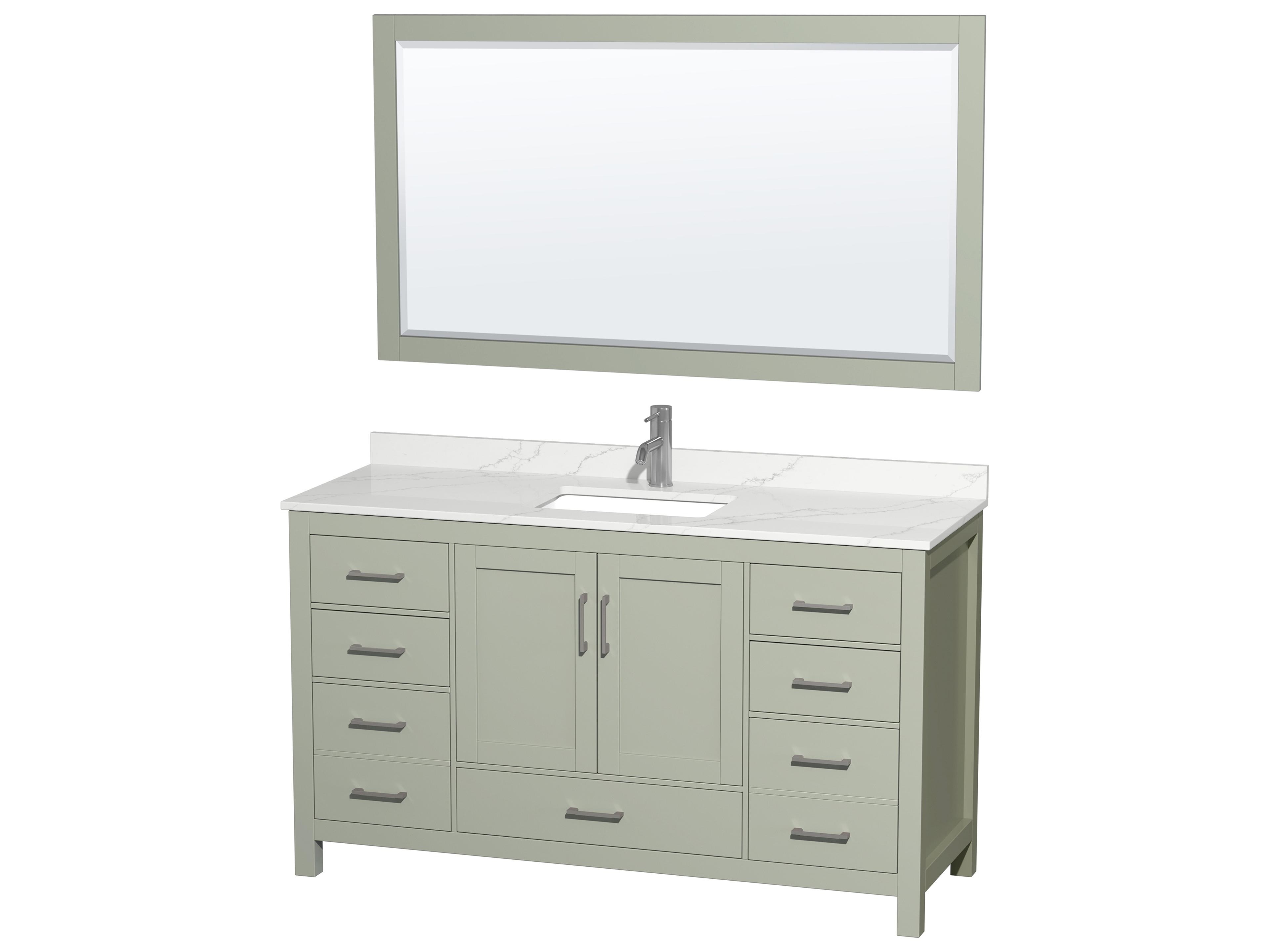 Sheffield 60" Light Green Vanity with 58" Mirror