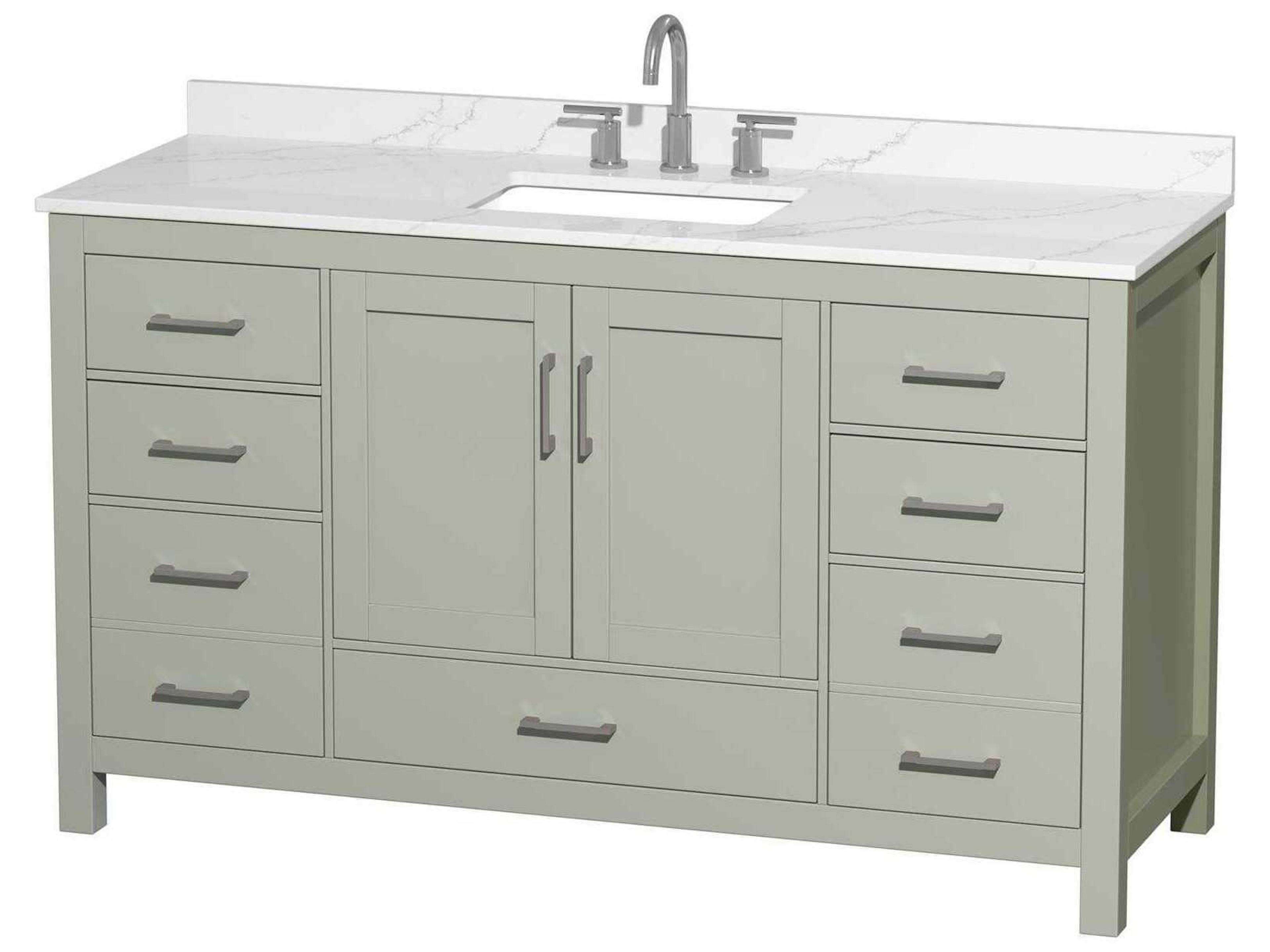 Wyndham Collection Sheffield 60" Light Green Vanity
