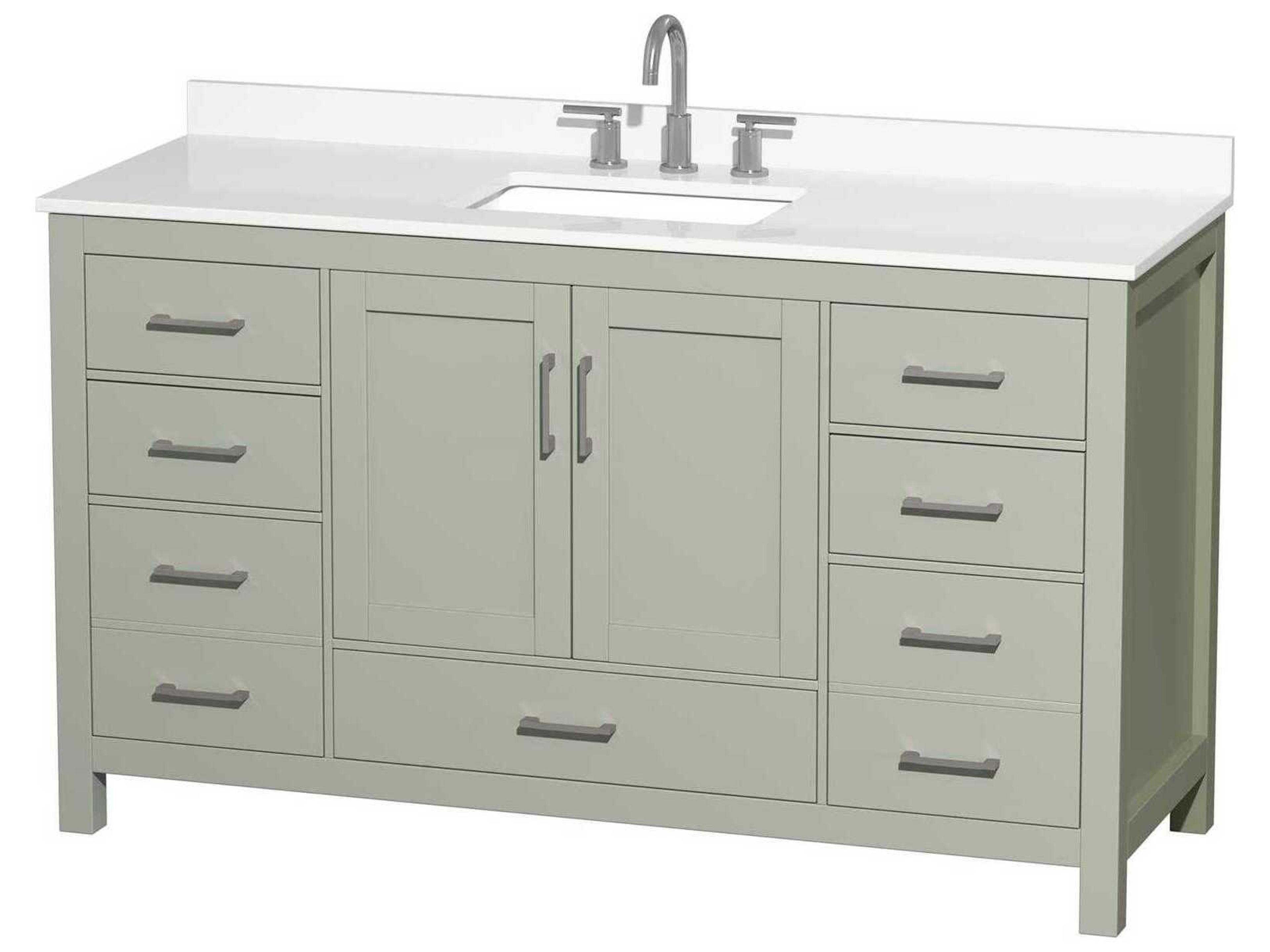 Wyndham Collection Sheffield 60" Light Green Vanity