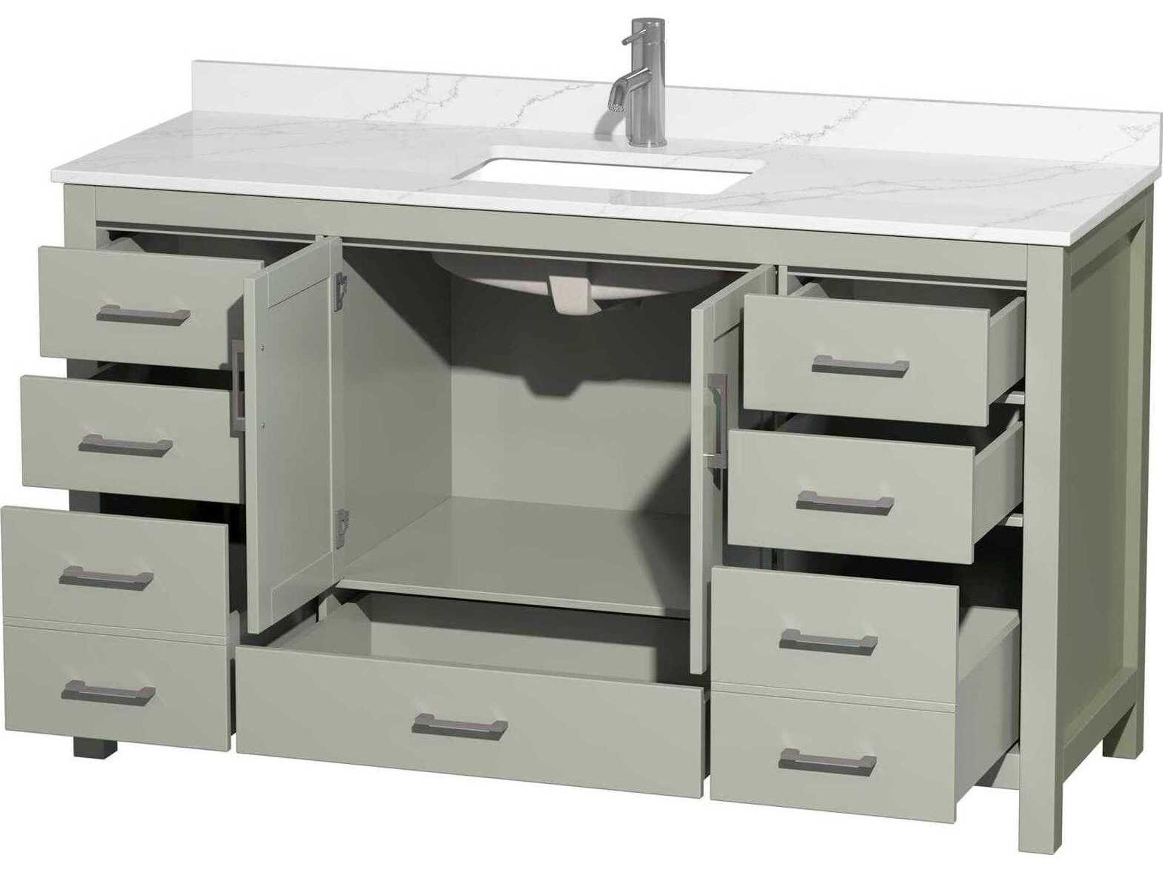 Wyndham Collection Sheffield 60" Light Green Vanity