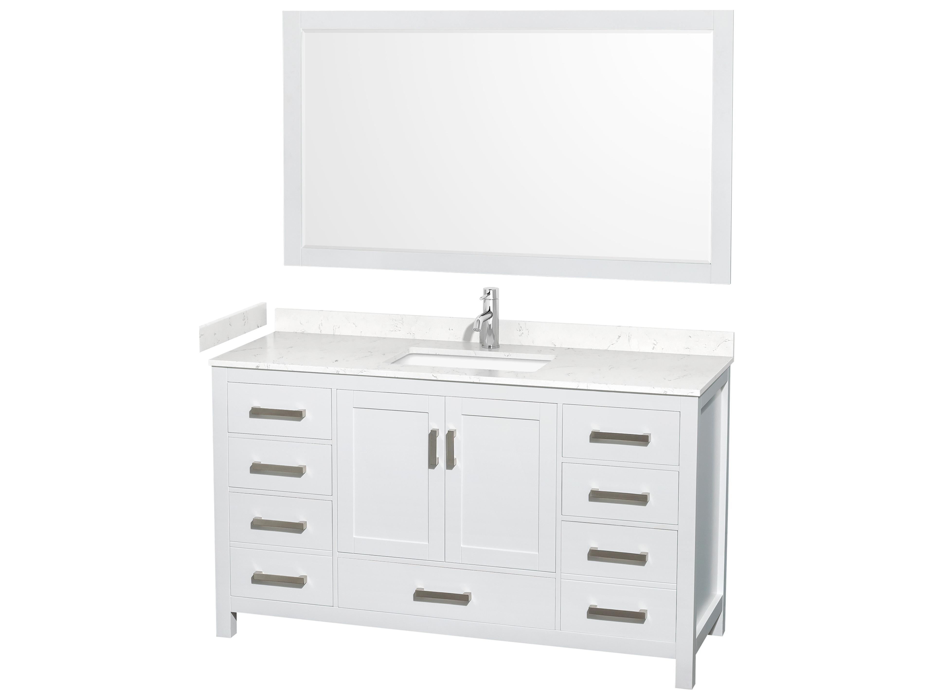 Sheffield 60" White Vanity with 58" Mirror