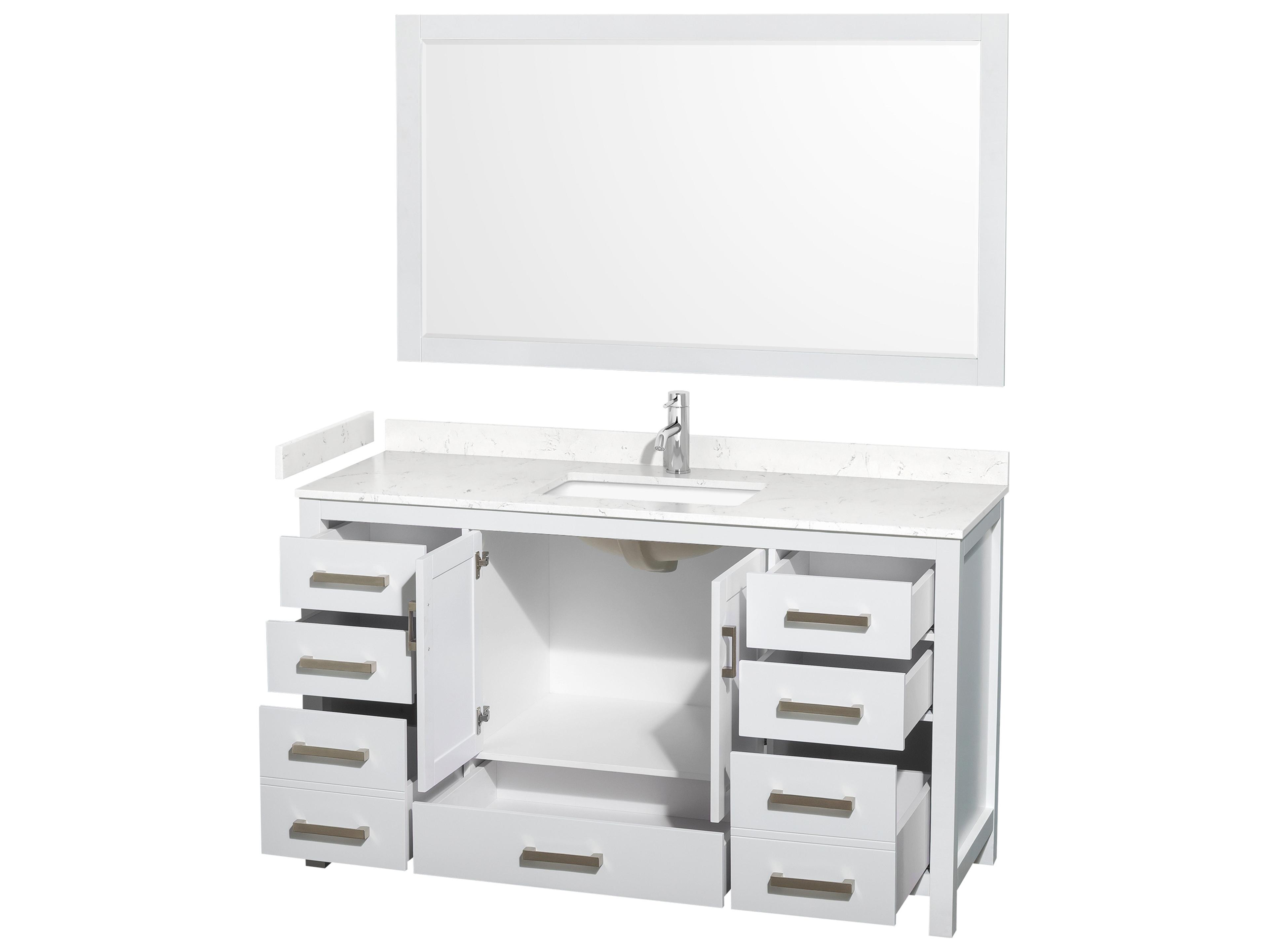 Wyndham Collection Sheffield 60" White Vanity with 58" Mirror