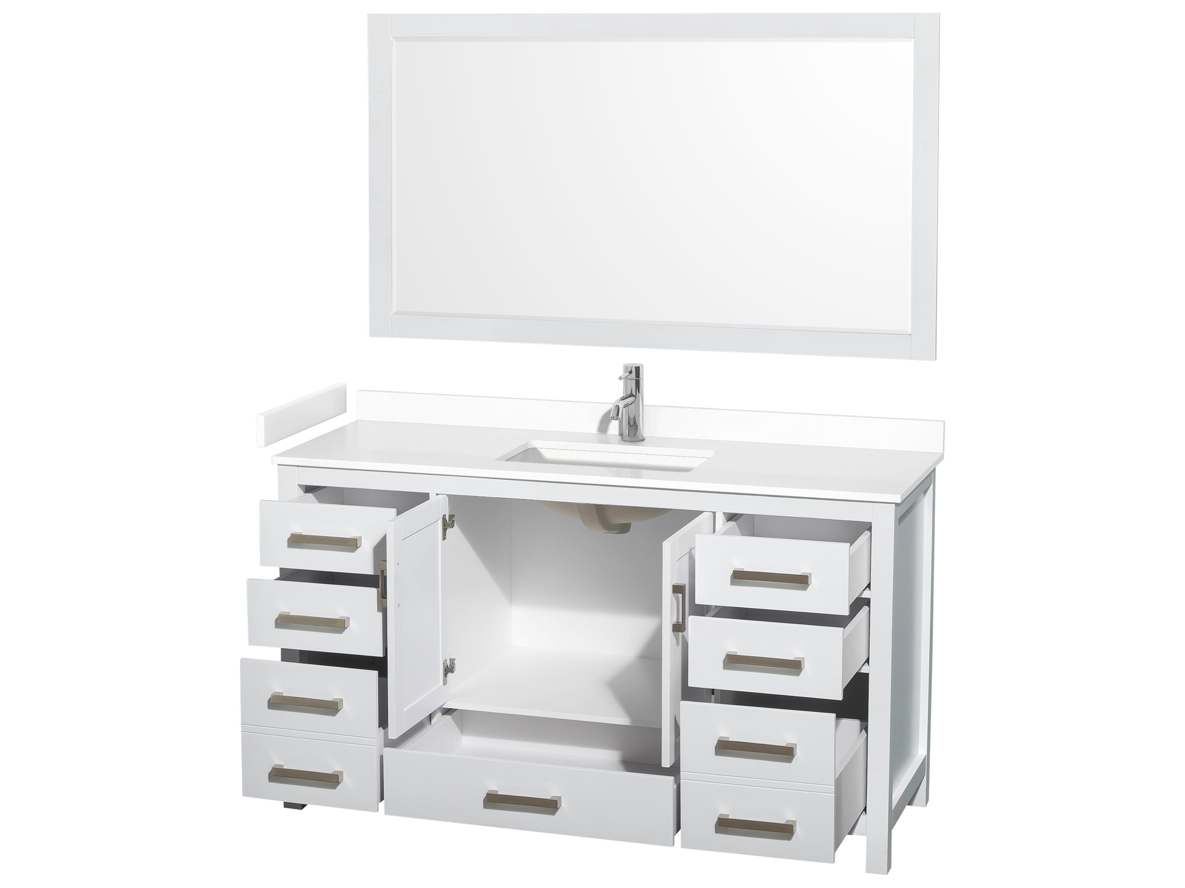 Wyndham Collection Sheffield 60" White Vanity with 58" Mirror