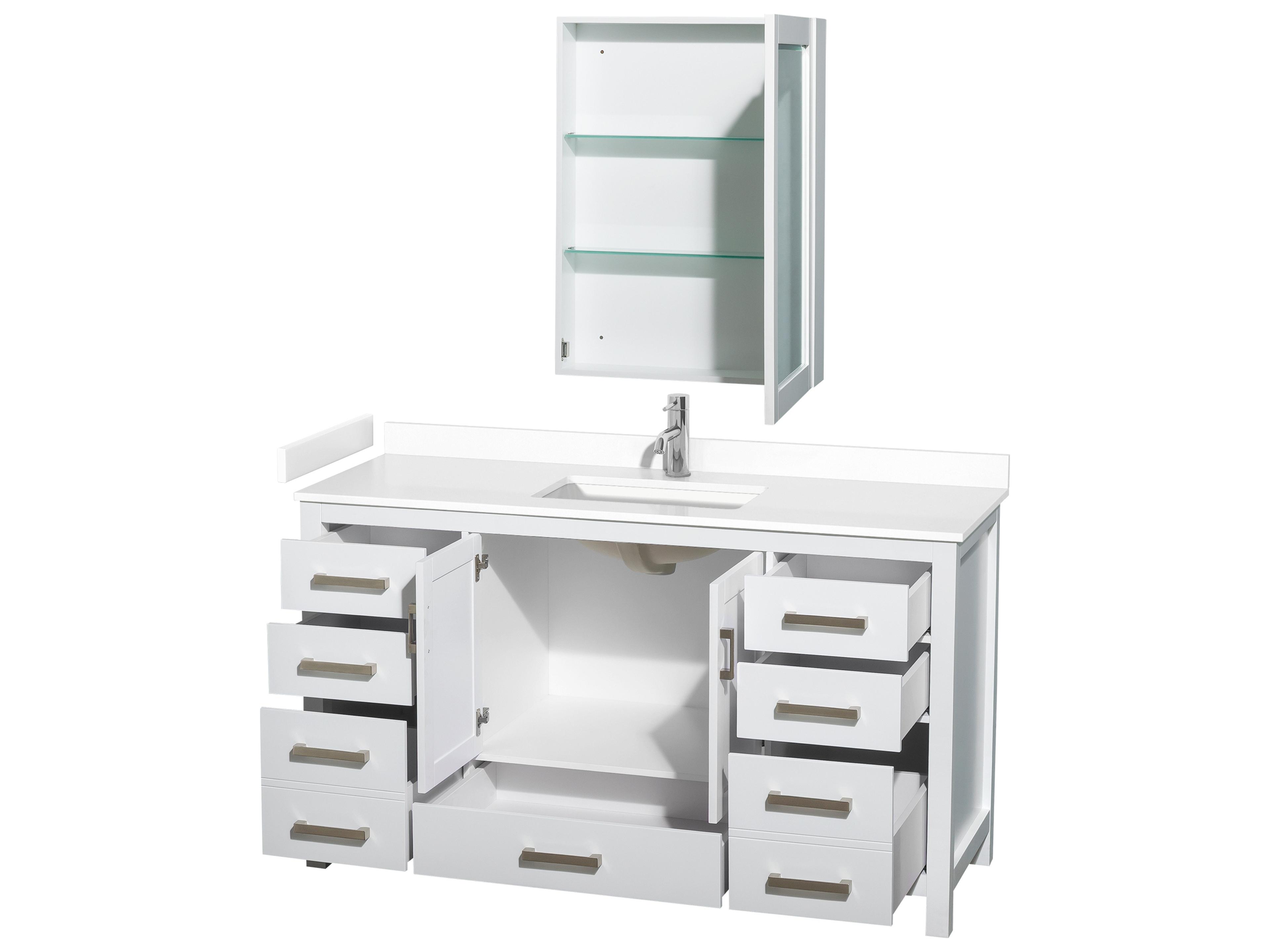 Wyndham Collection Sheffield 60" White Vanity with Medicine Cabinet