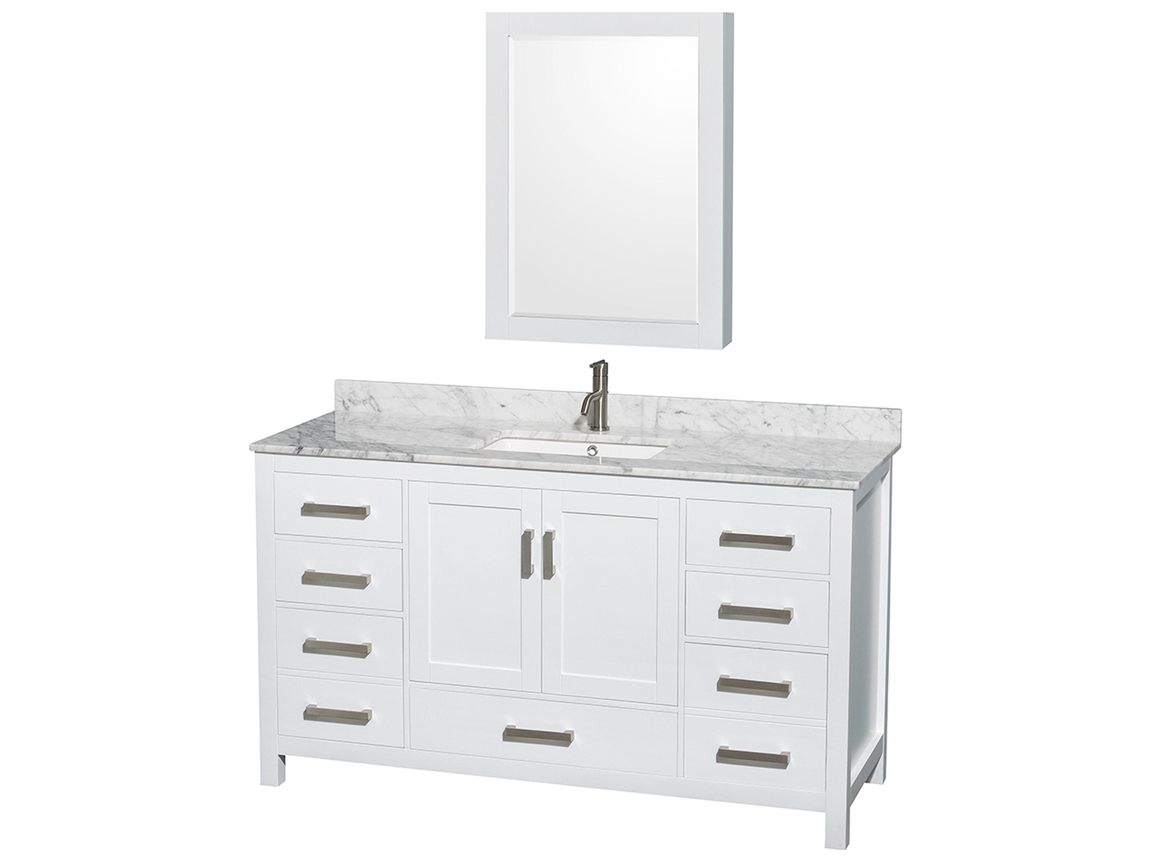 Wyndham Collection Sheffield 60" White Vanity with Medicine Cabinet