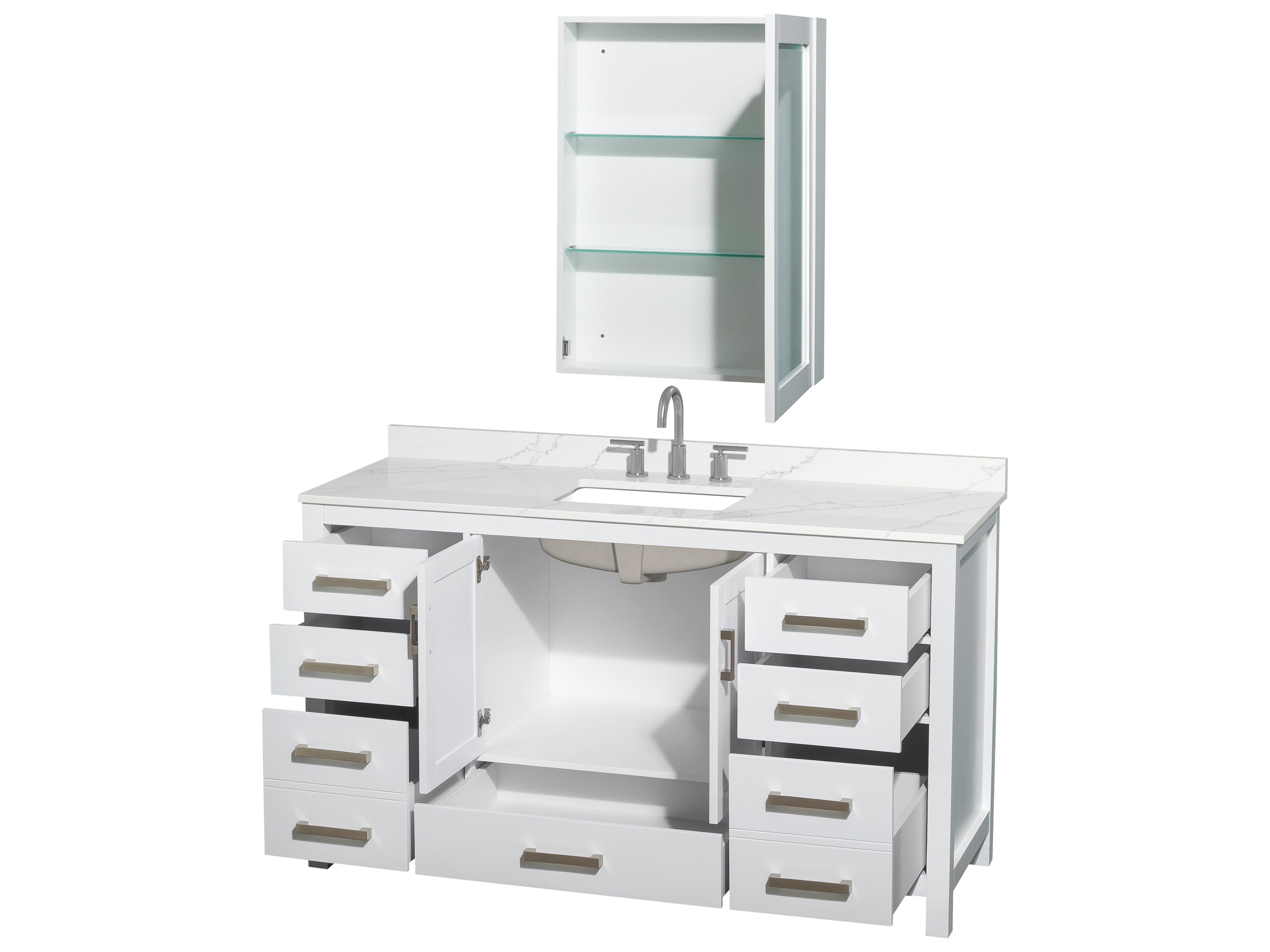 Wyndham Collection Sheffield 60" White Vanity with Medicine Cabinet