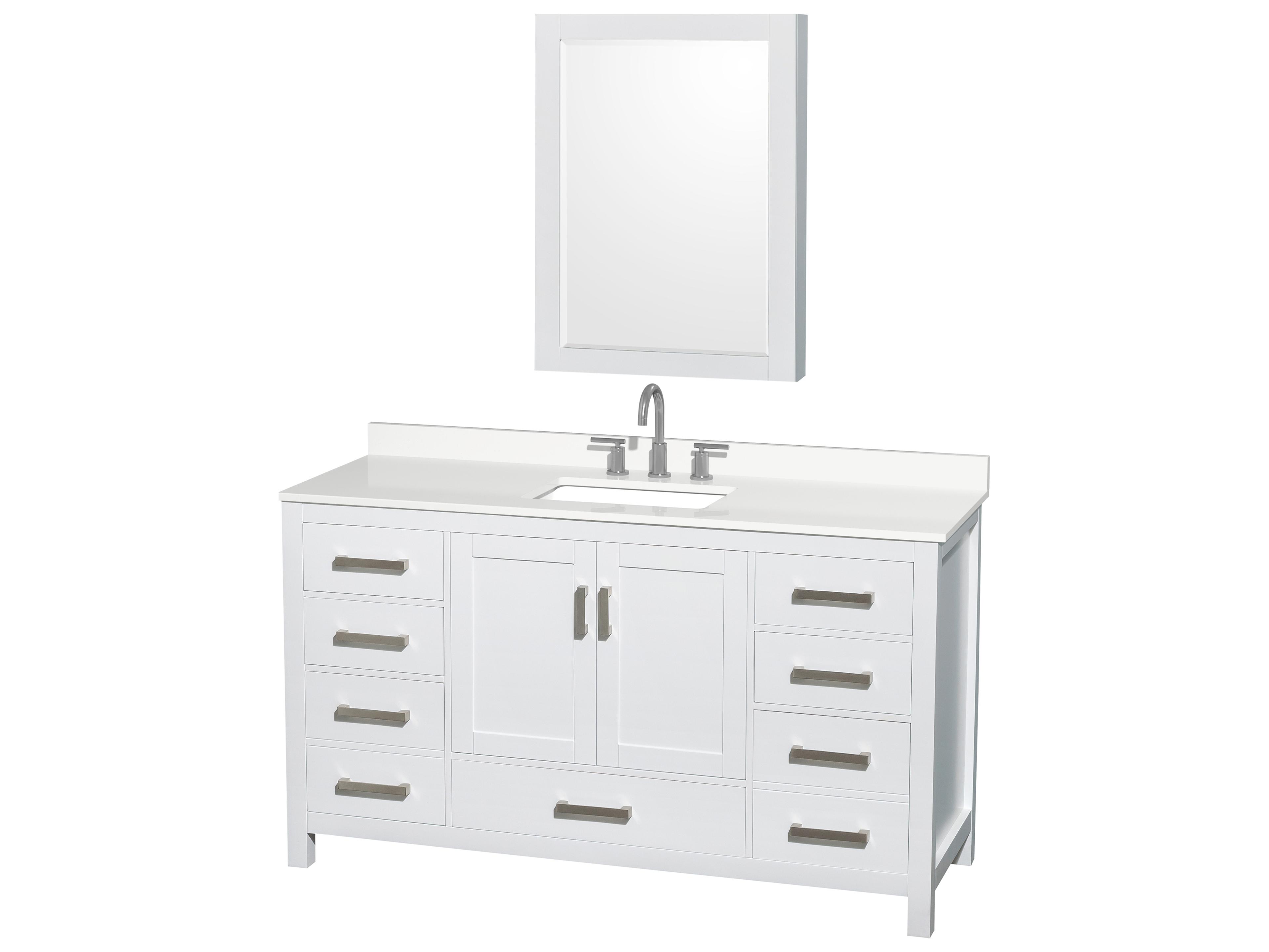 Wyndham Collection Sheffield 60" White Vanity with Medicine Cabinet