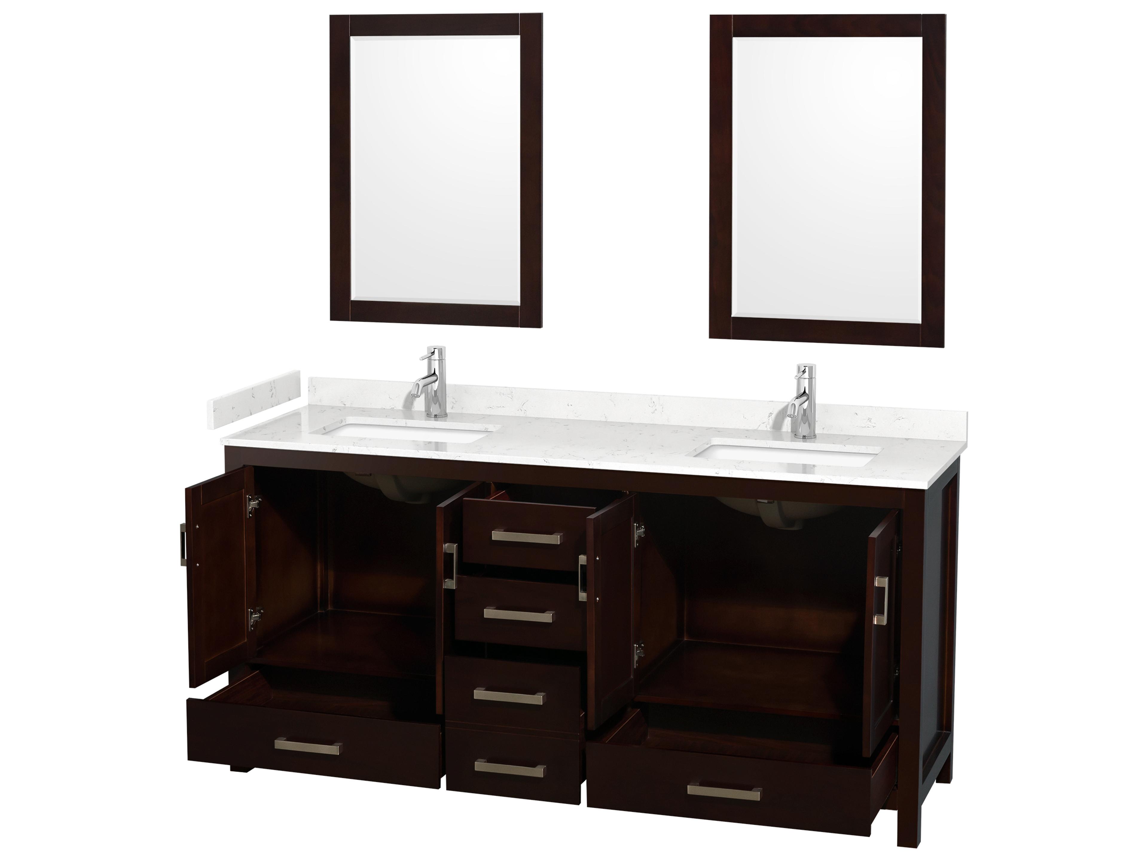 Wyndham Collection Sheffield 72" Espresso Vanity with 24" Mirror