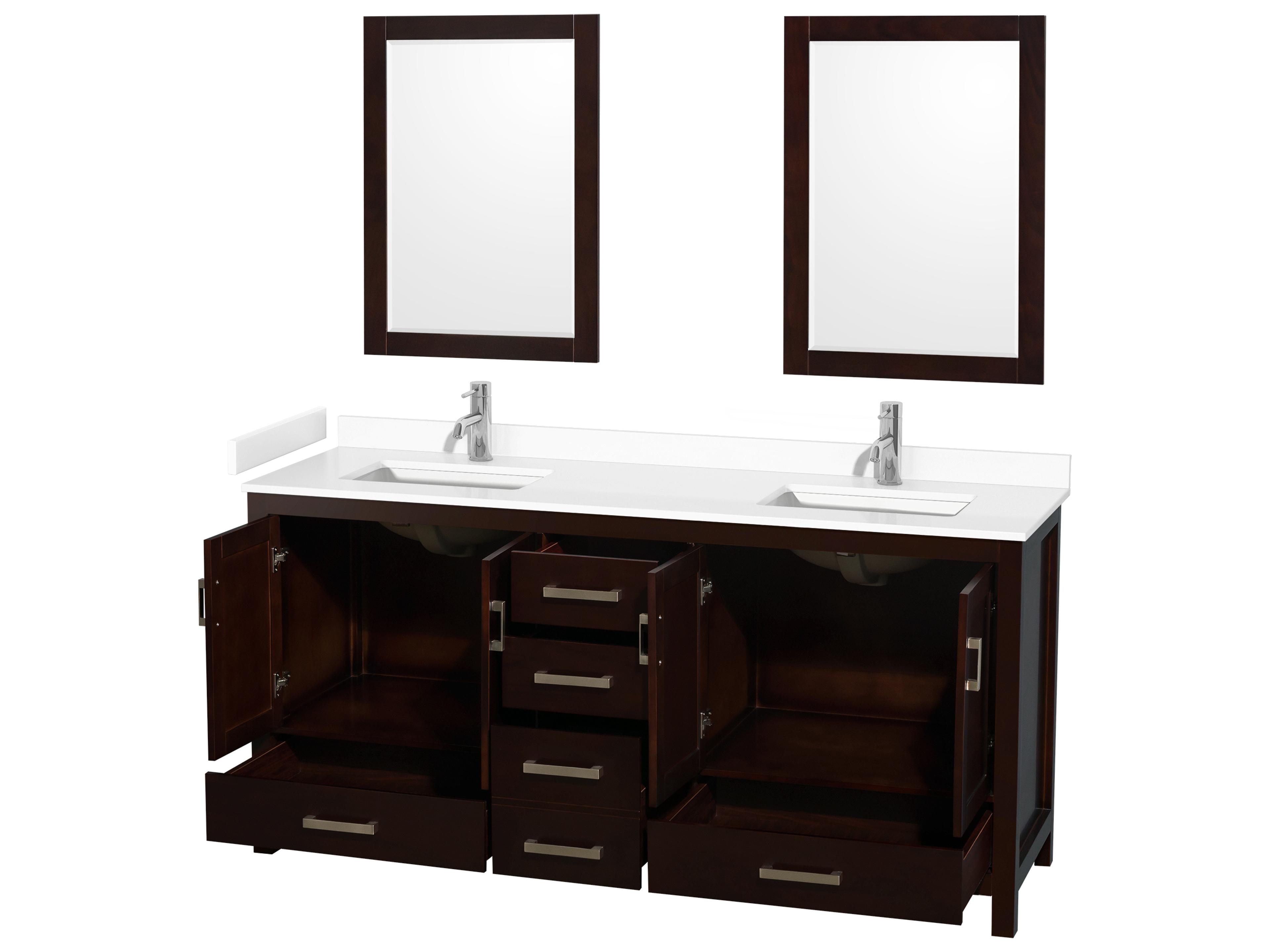 Wyndham Collection Sheffield 72" Espresso Vanity with 24" Mirror