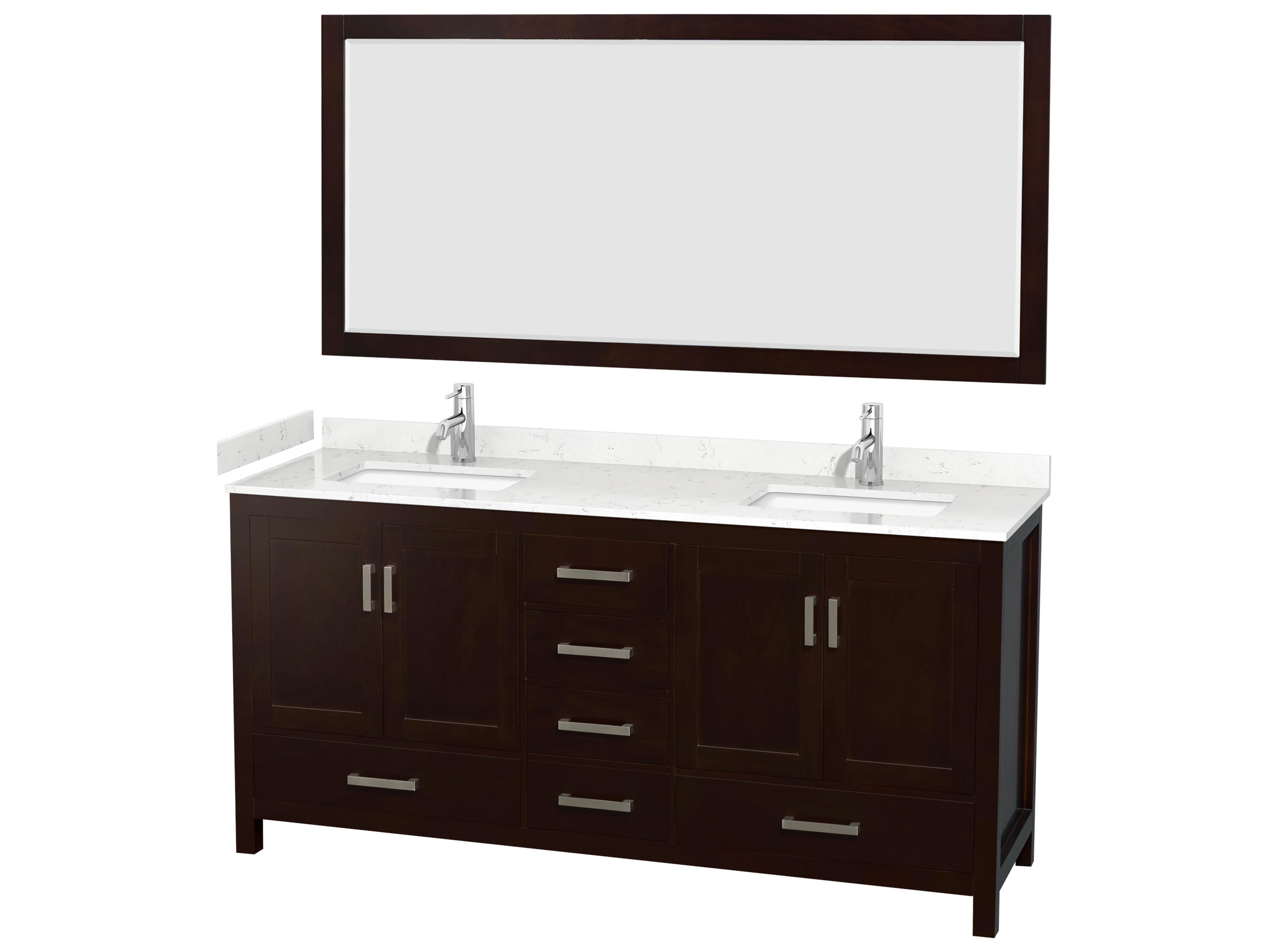 Sheffield 72" Espresso Vanity with 70" Mirror
