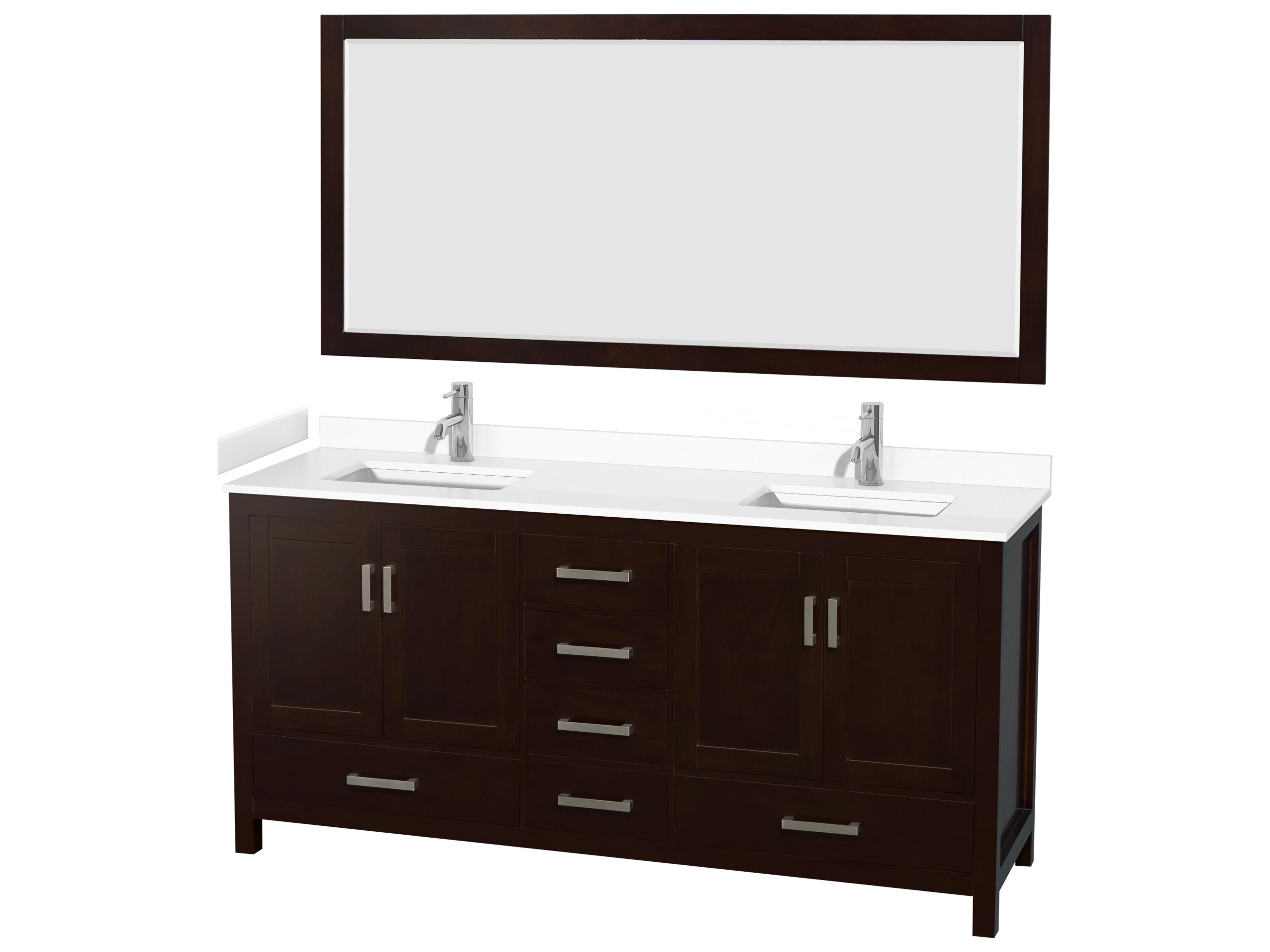 Wyndham Collection Sheffield 72" Espresso Vanity with 70" Mirror