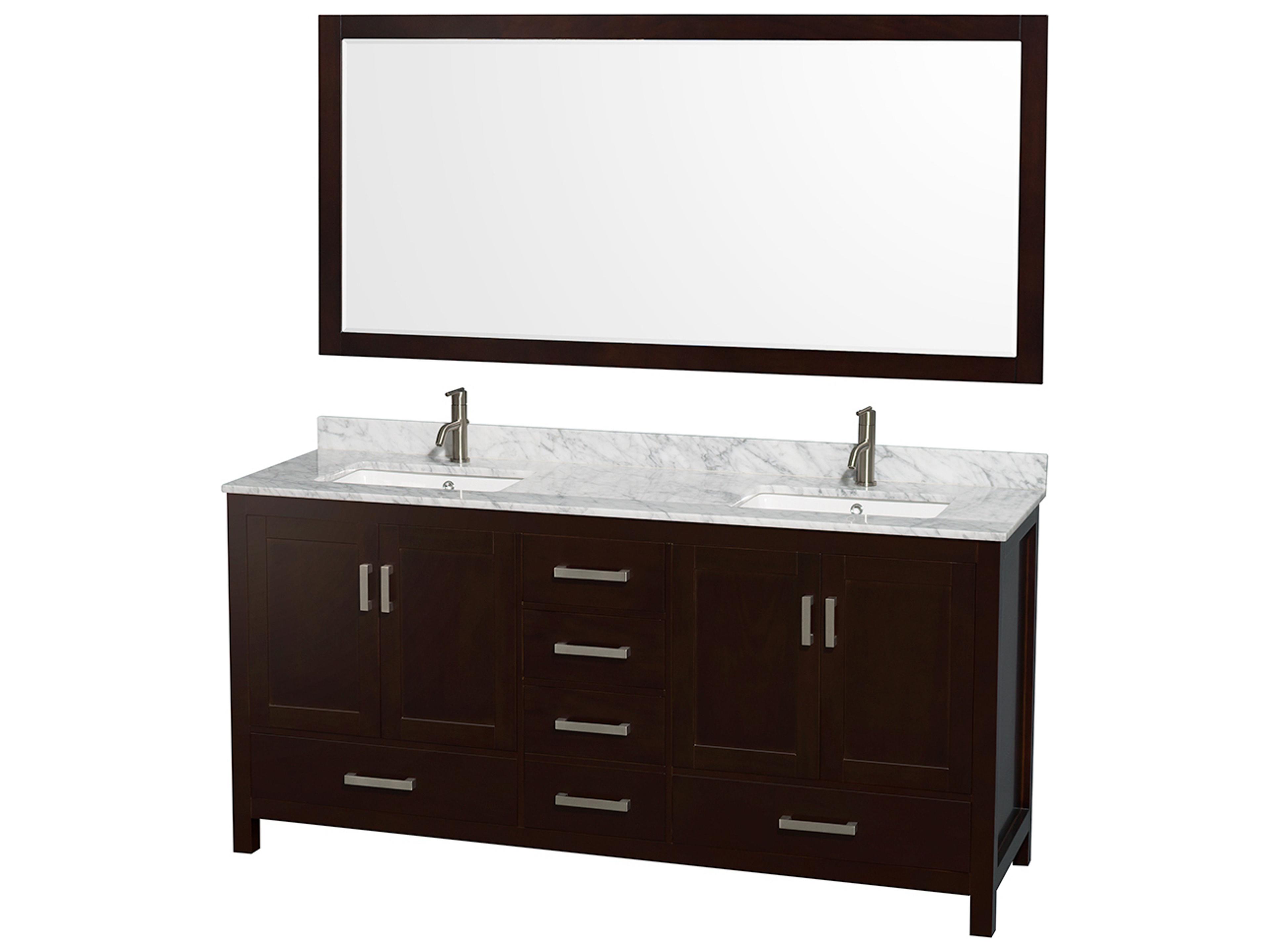 Wyndham Collection Sheffield 72" Espresso Vanity with 70" Mirror