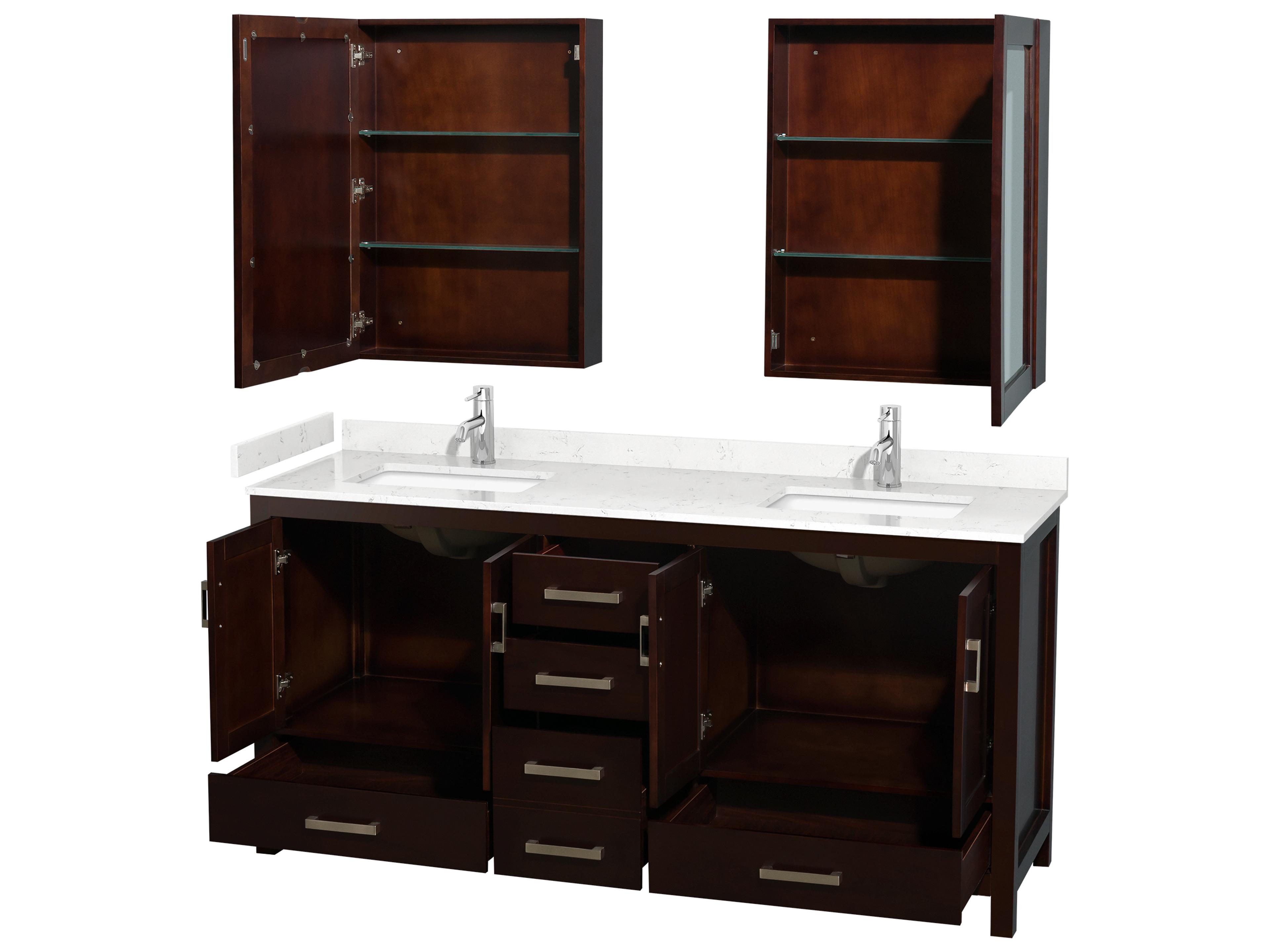 Wyndham Collection Sheffield 72" Espresso Vanity with Medicine Cabinet