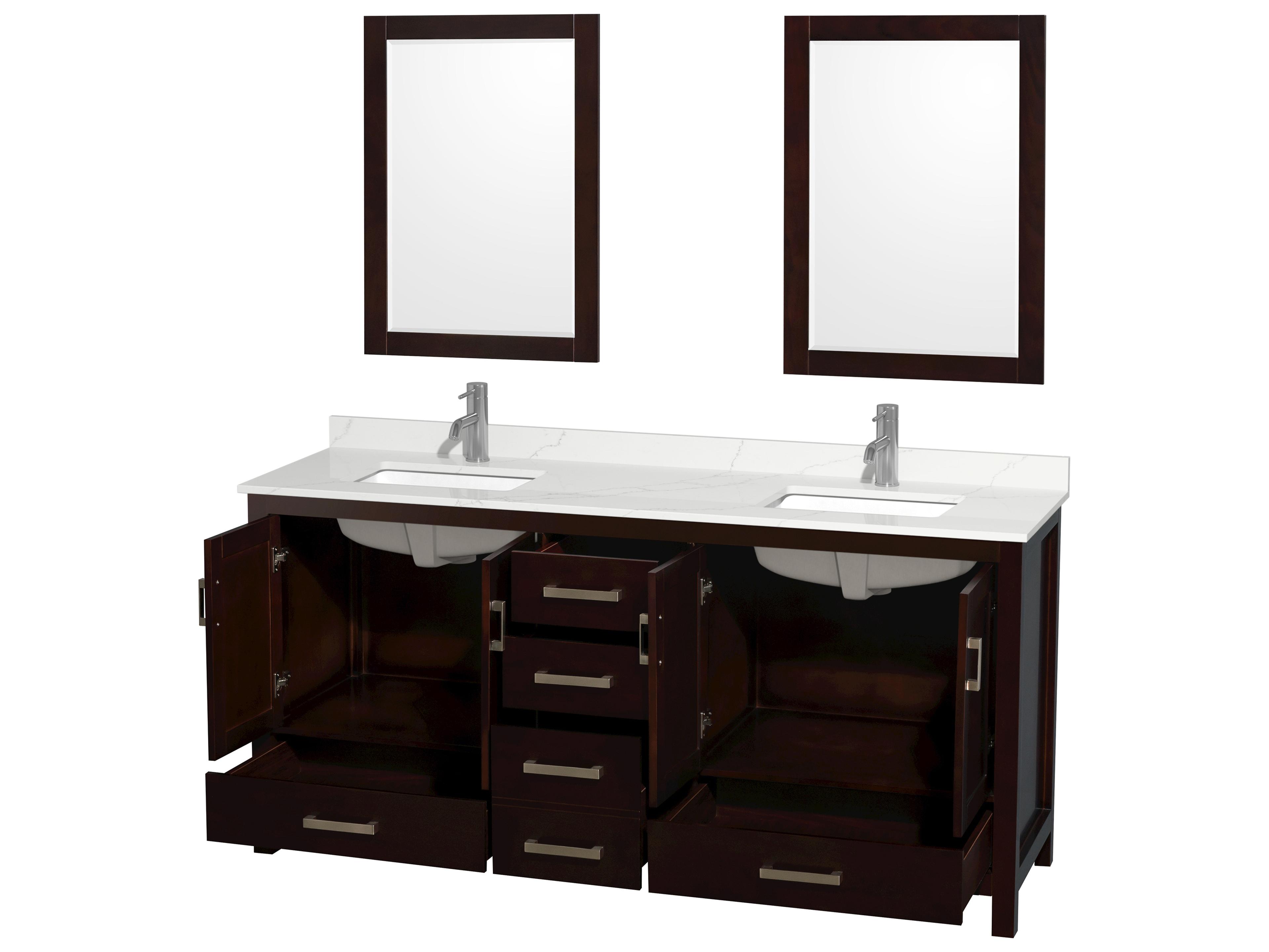 Wyndham Collection Sheffield 72" Espresso Vanity with 24" Mirror